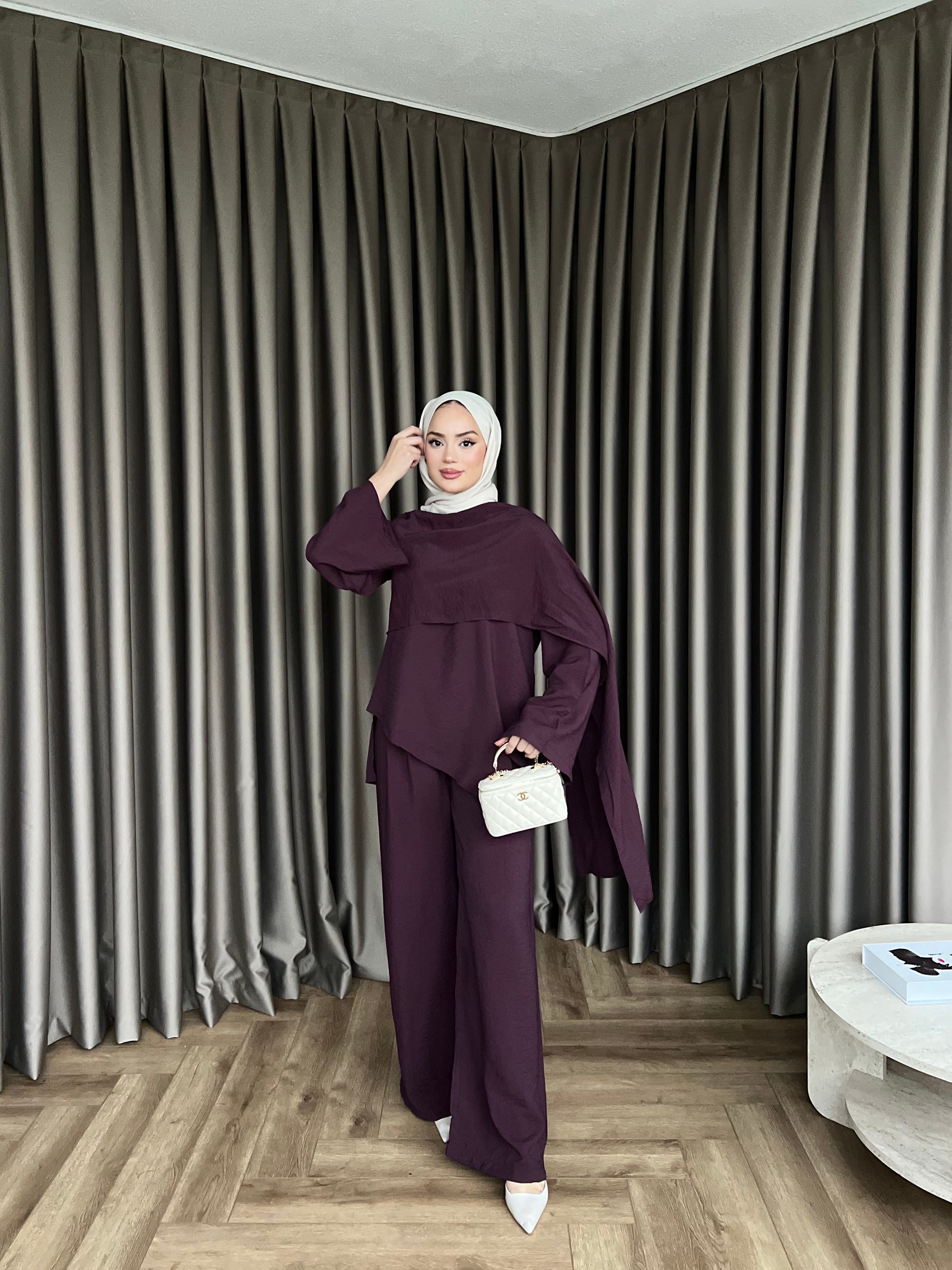 Pelerinli Pelin Takım - Mürdüm