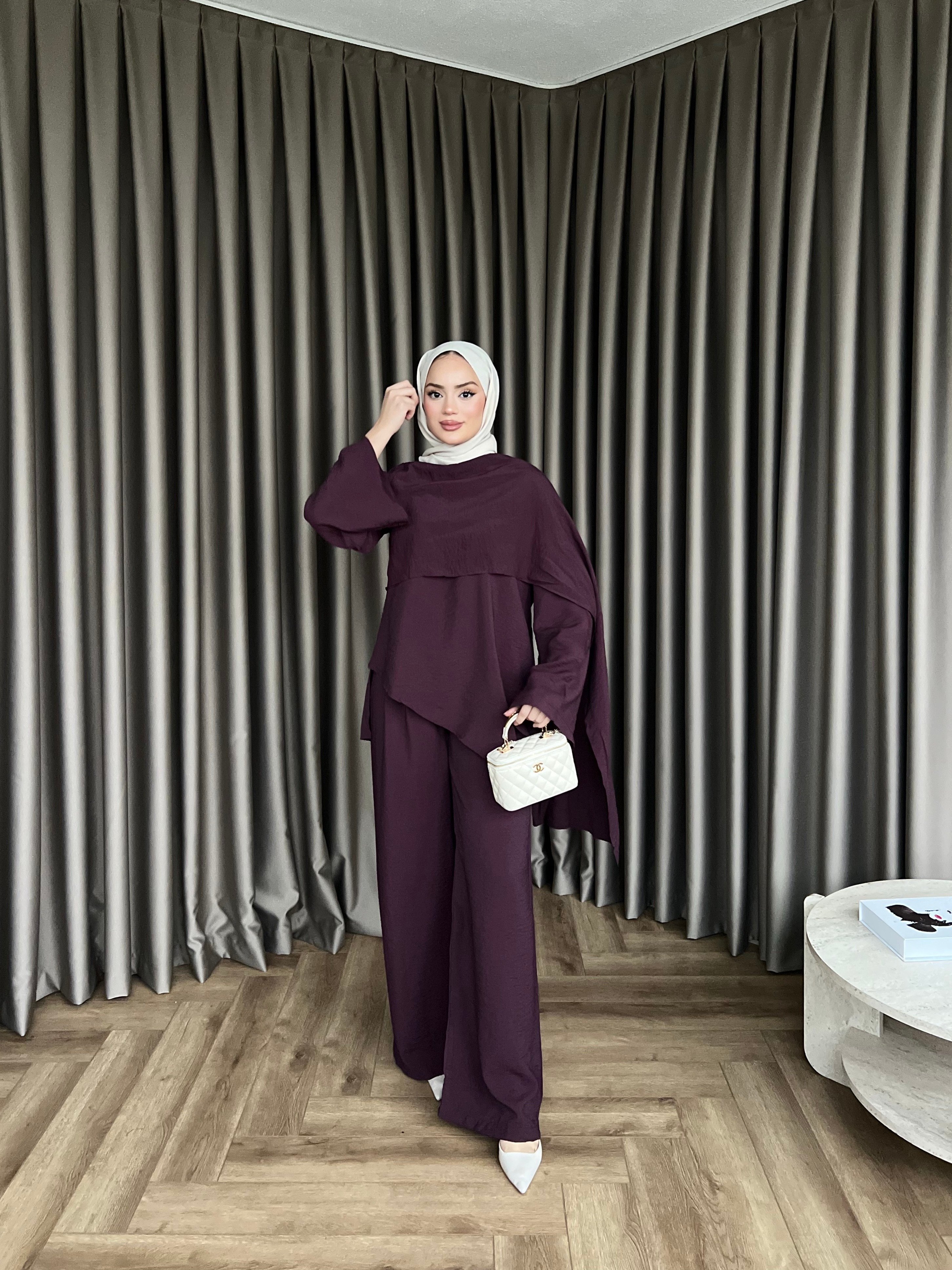 Pelerinli Pelin Takım - Mürdüm