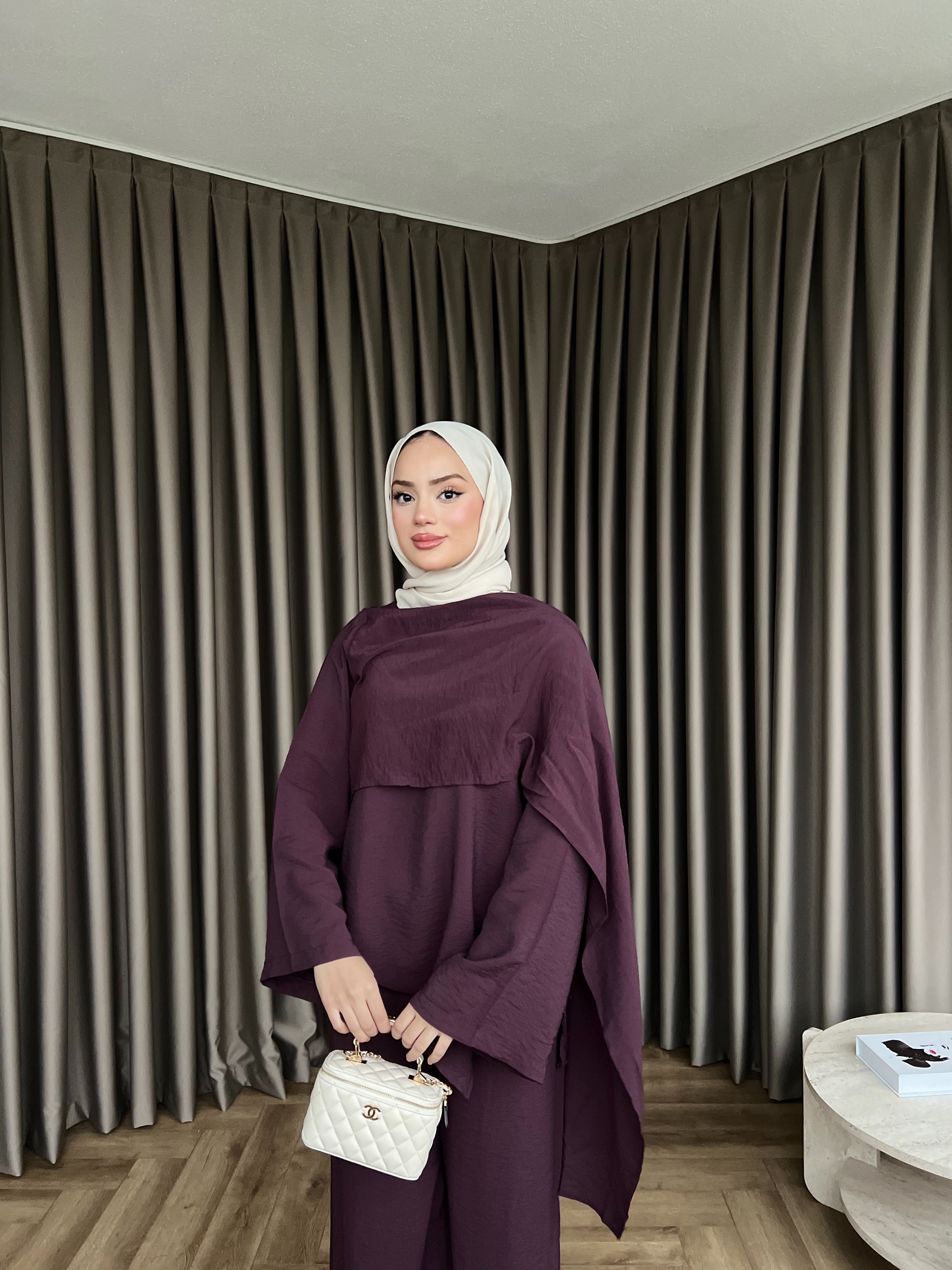 Pelerinli Pelin Takım - Mürdüm