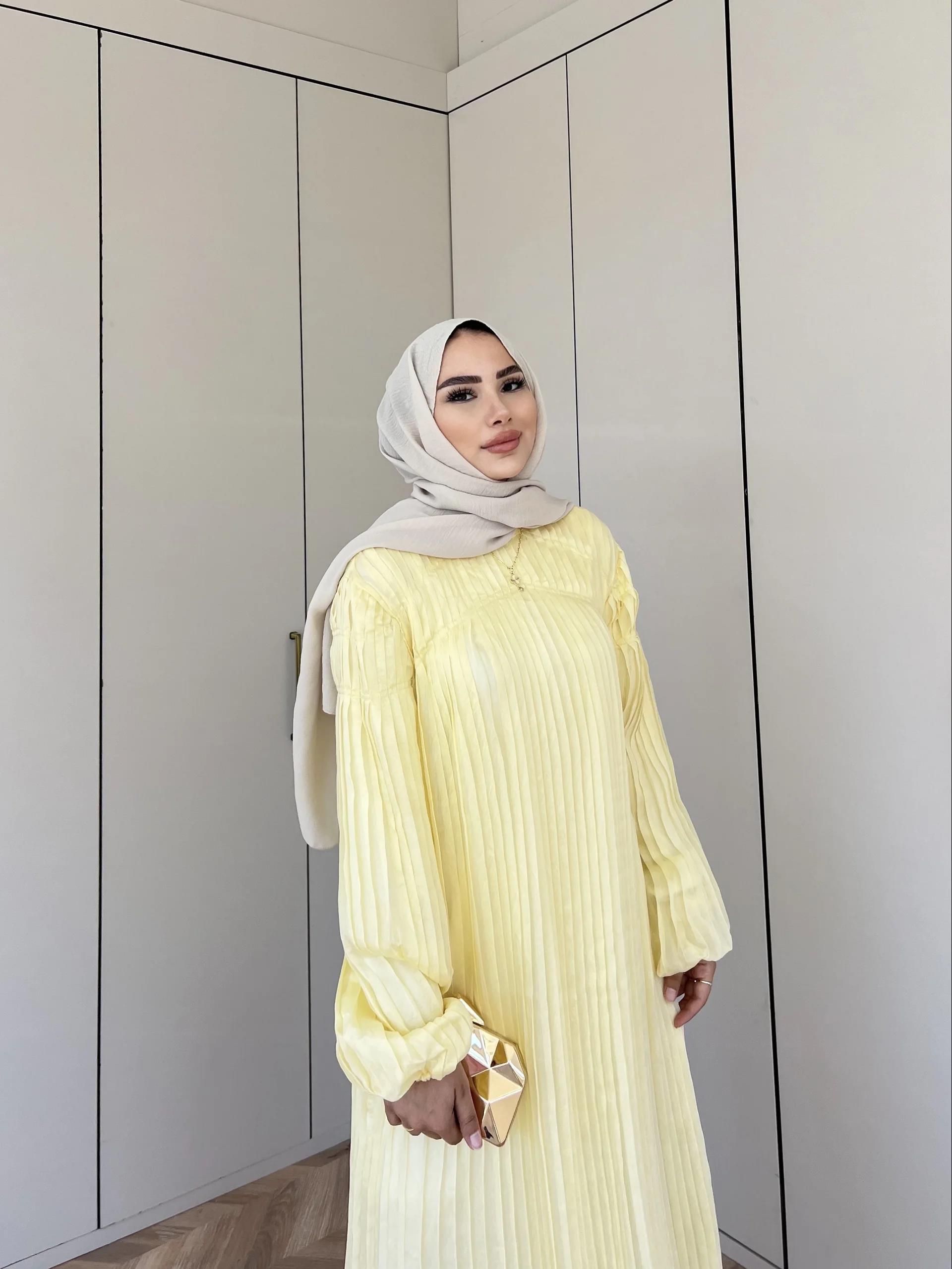 Pelin Piliseli Elbise - Sarı