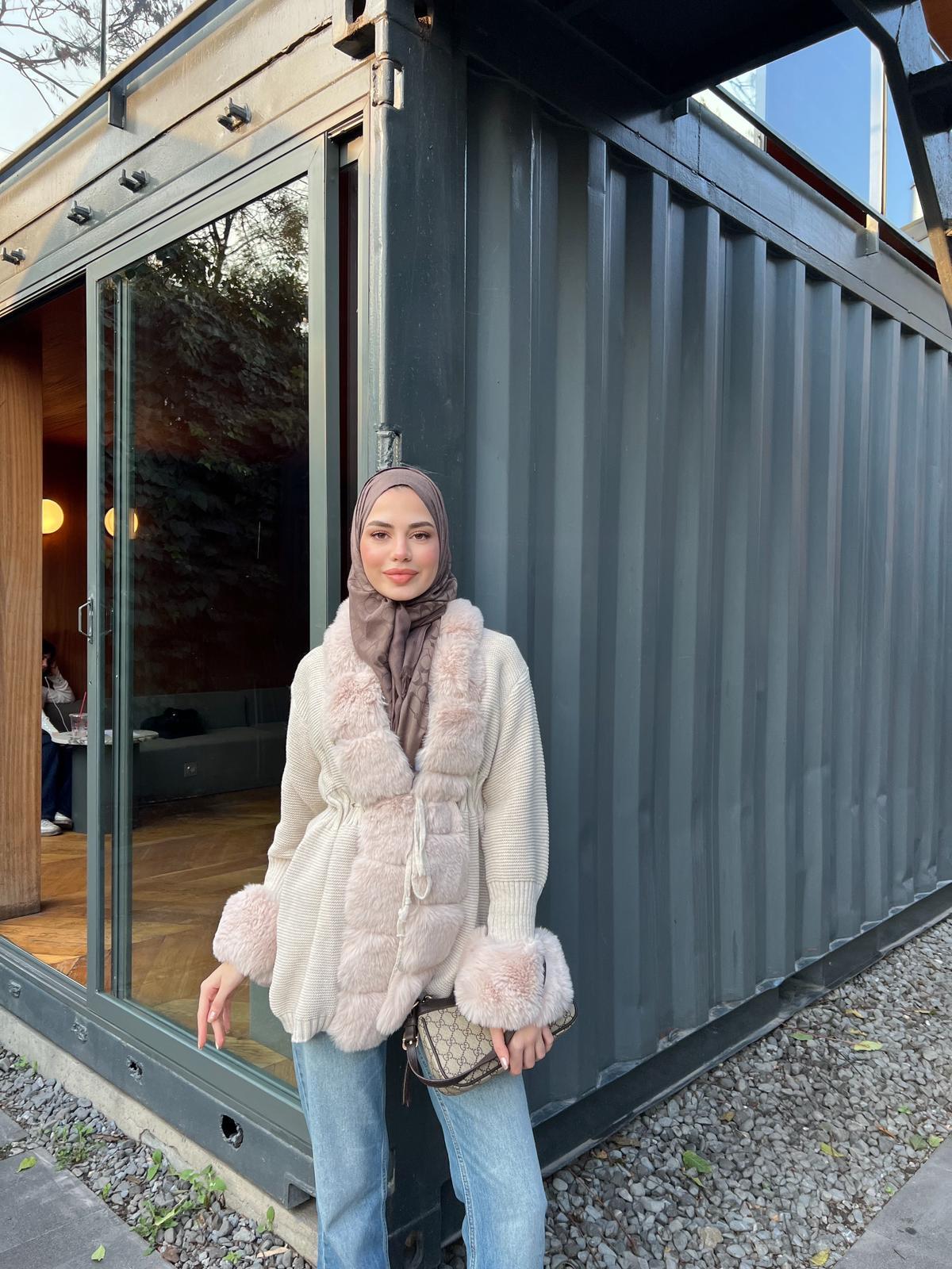 Pera Kürk Detaylı Hırka - Krem