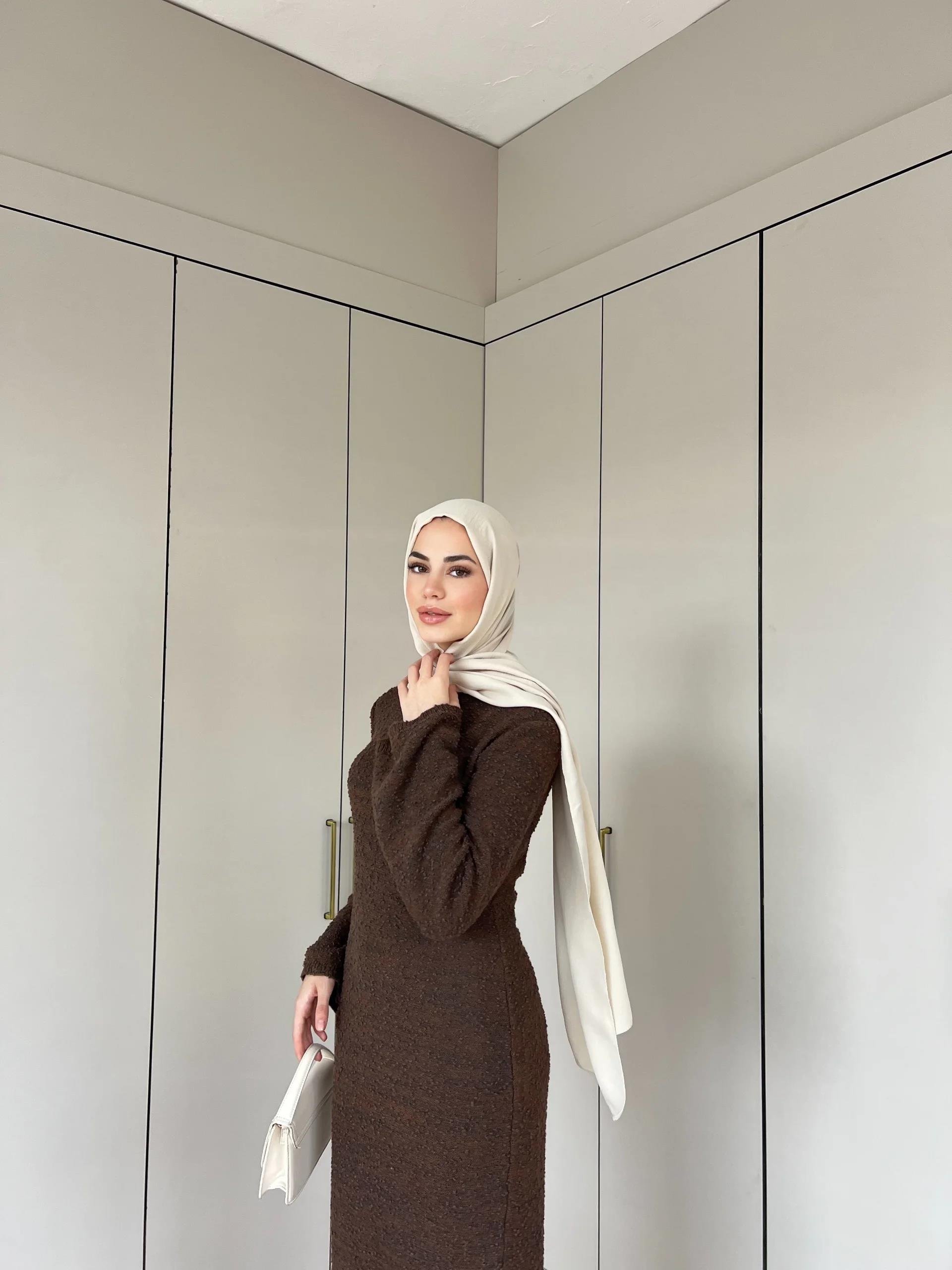 Ponpon Elbise -Kahve