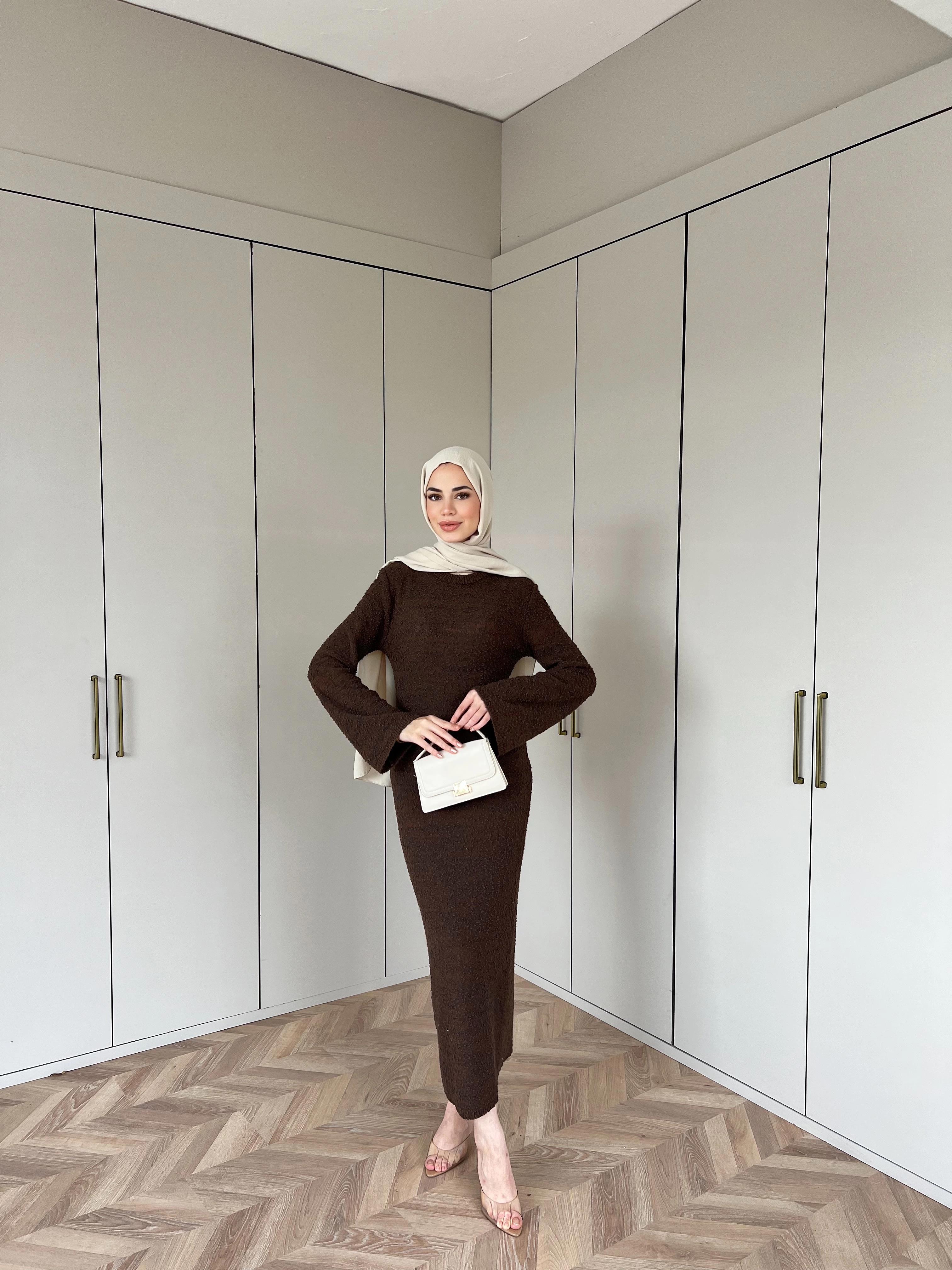 Ponpon Elbise -Kahve