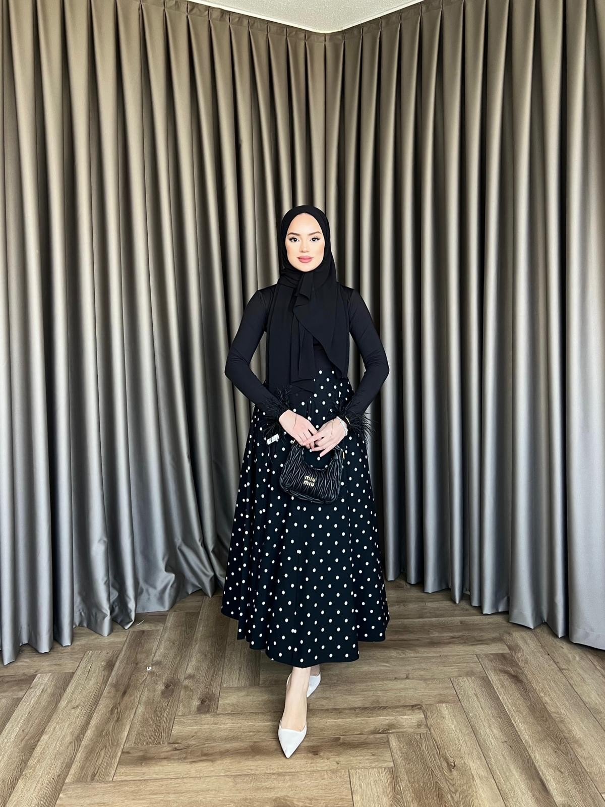 Puantiye Etek - Siyah