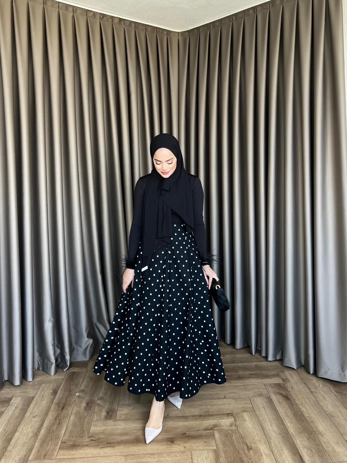 Puantiye Etek - Siyah