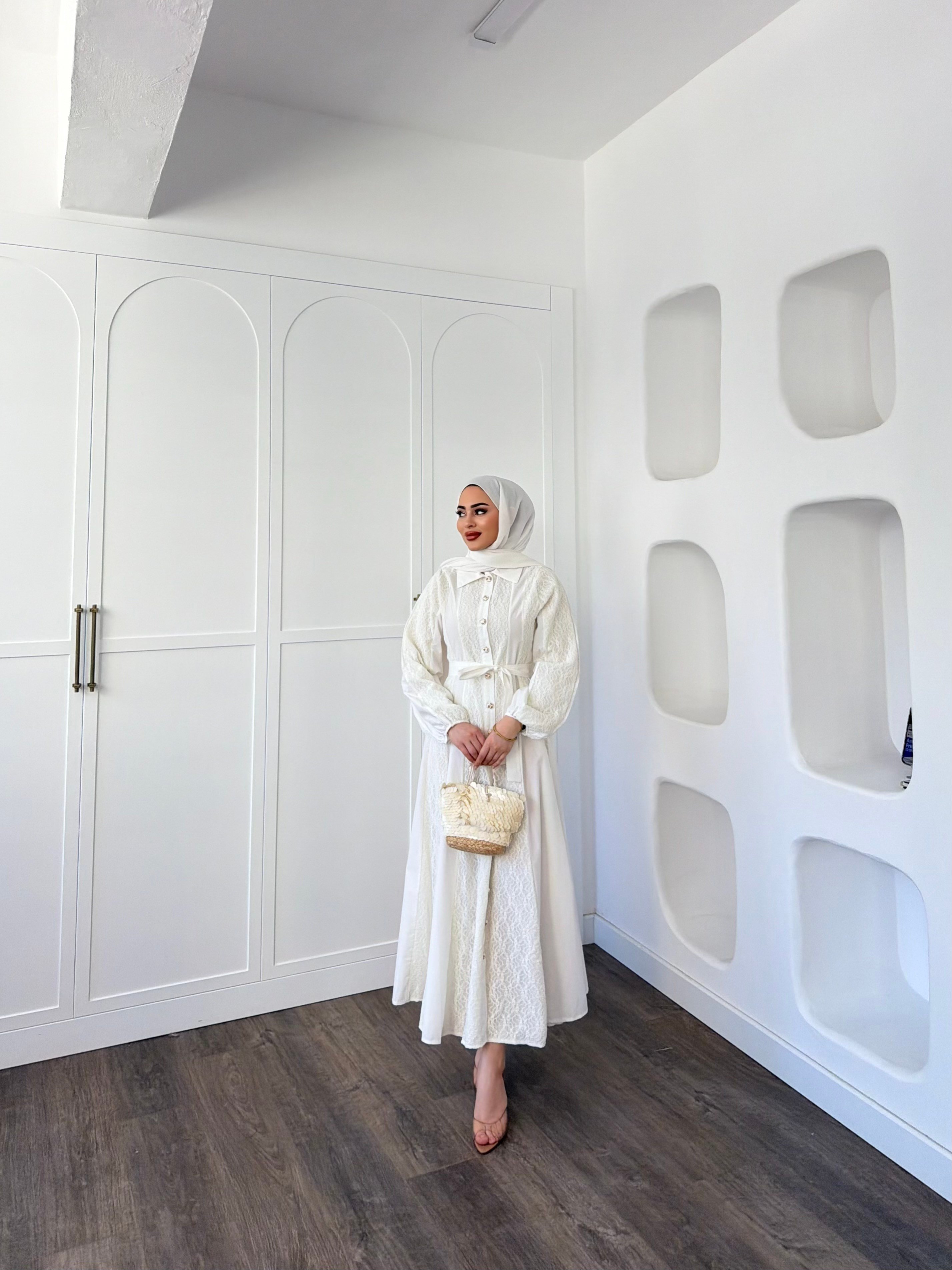 Rumi Dantel Elbise - Beyaz