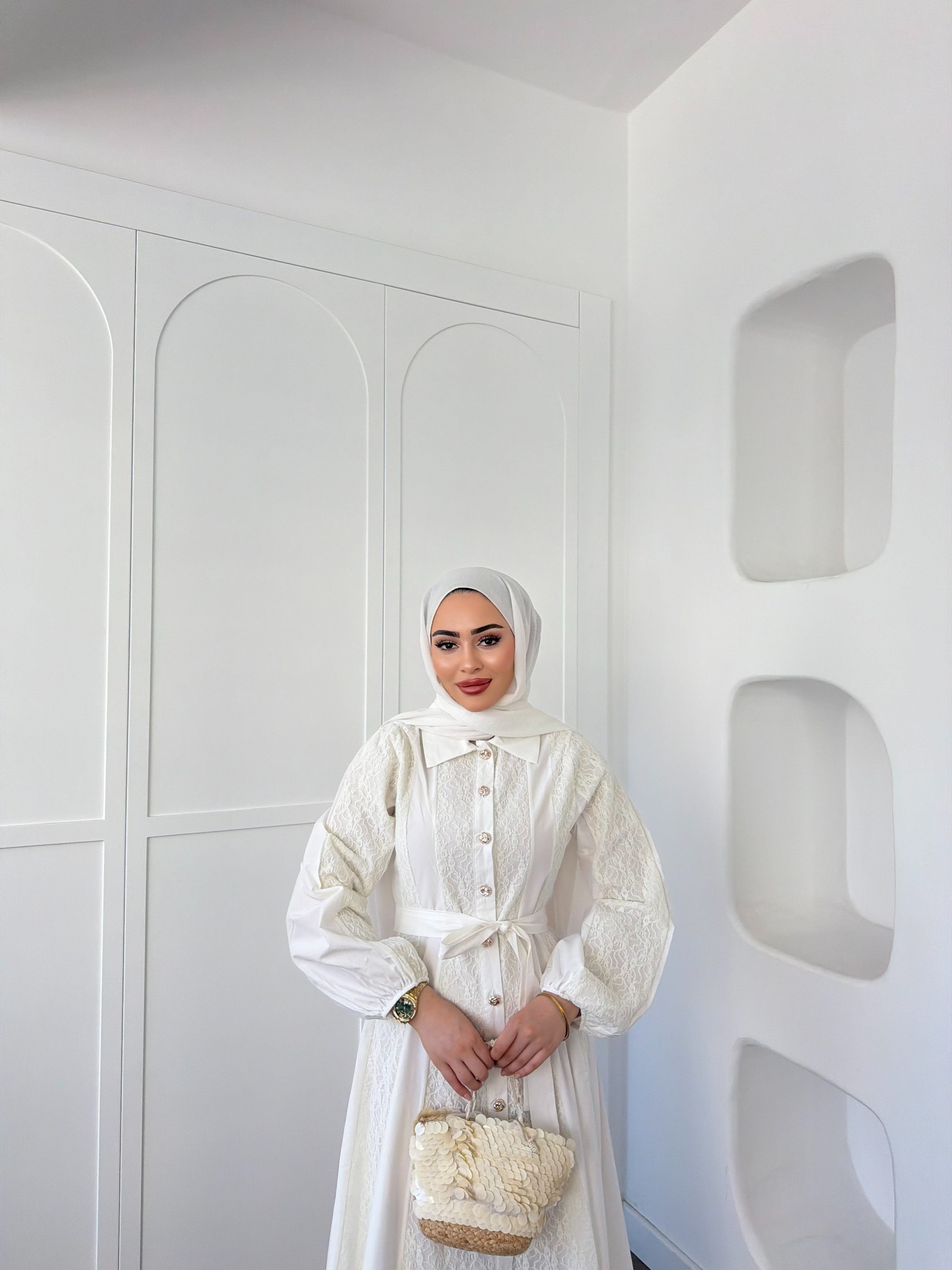 Rumi Dantel Elbise - Beyaz