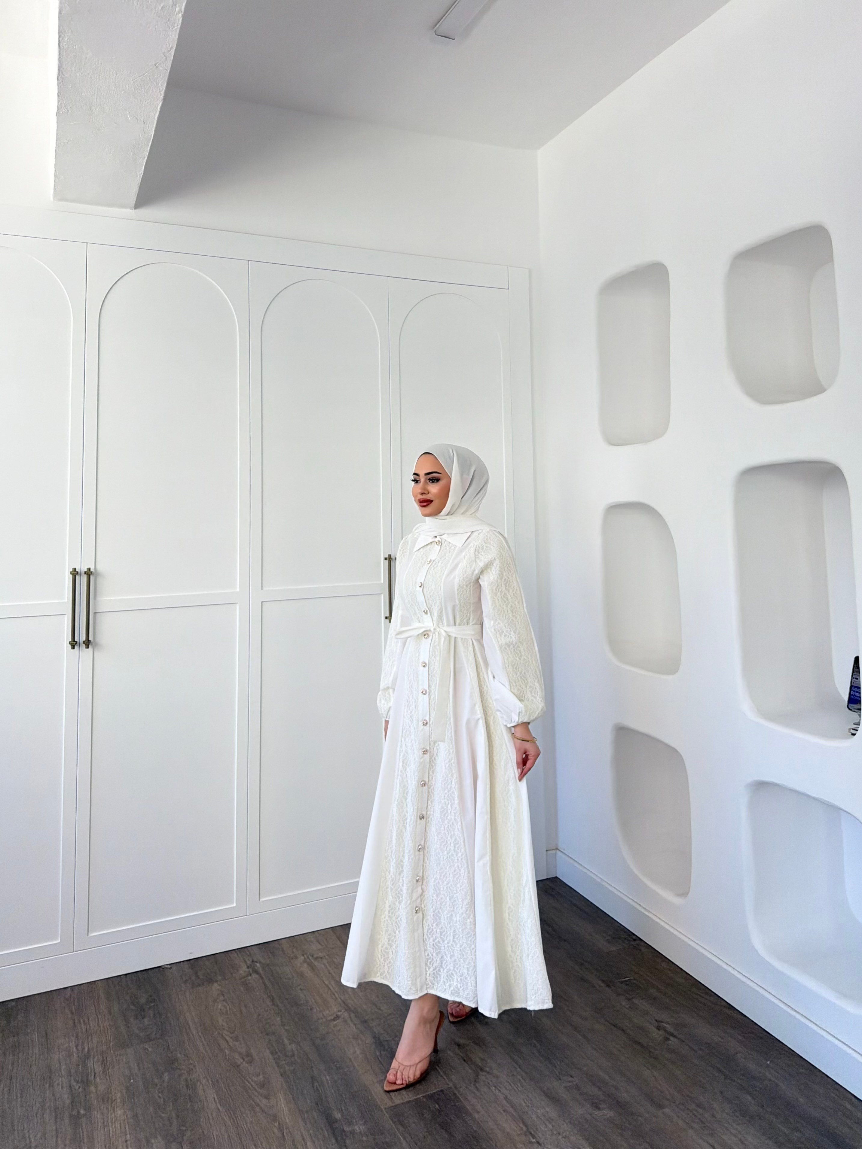 Rumi Dantel Elbise - Beyaz