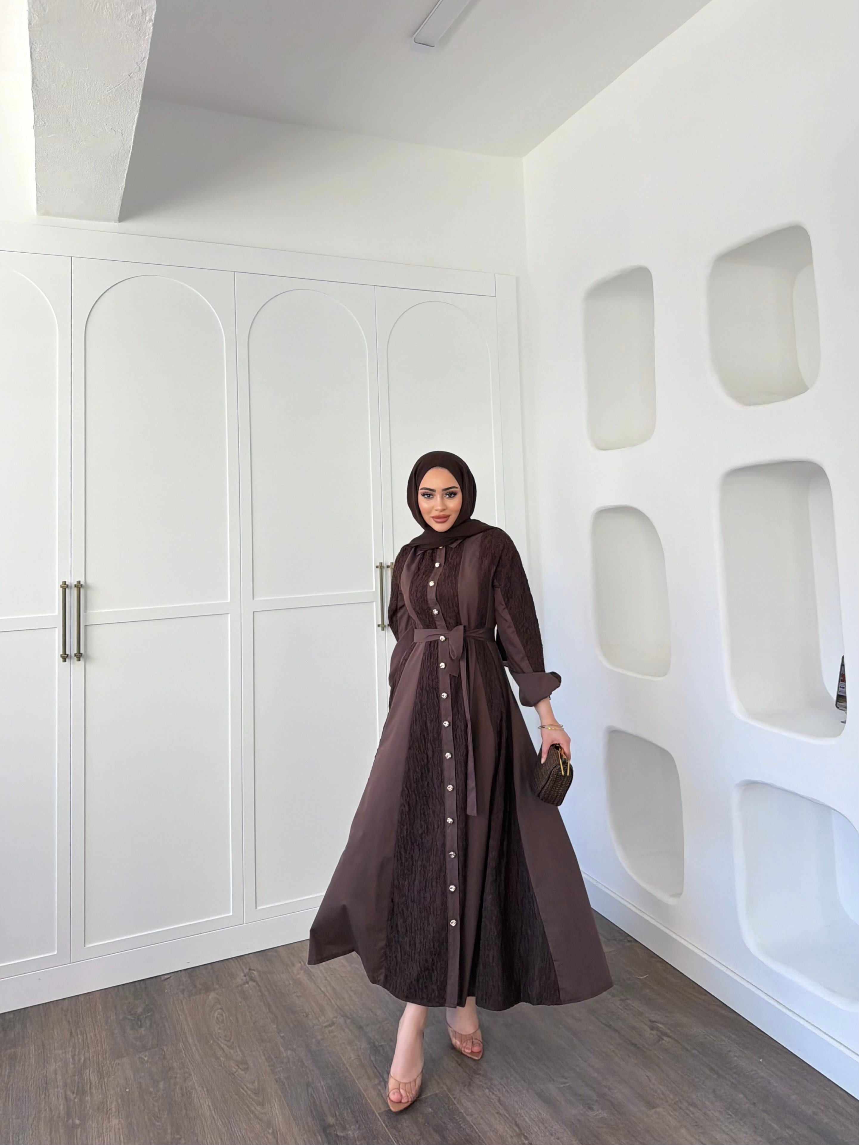 Rumi Dantel Elbise - Kahve