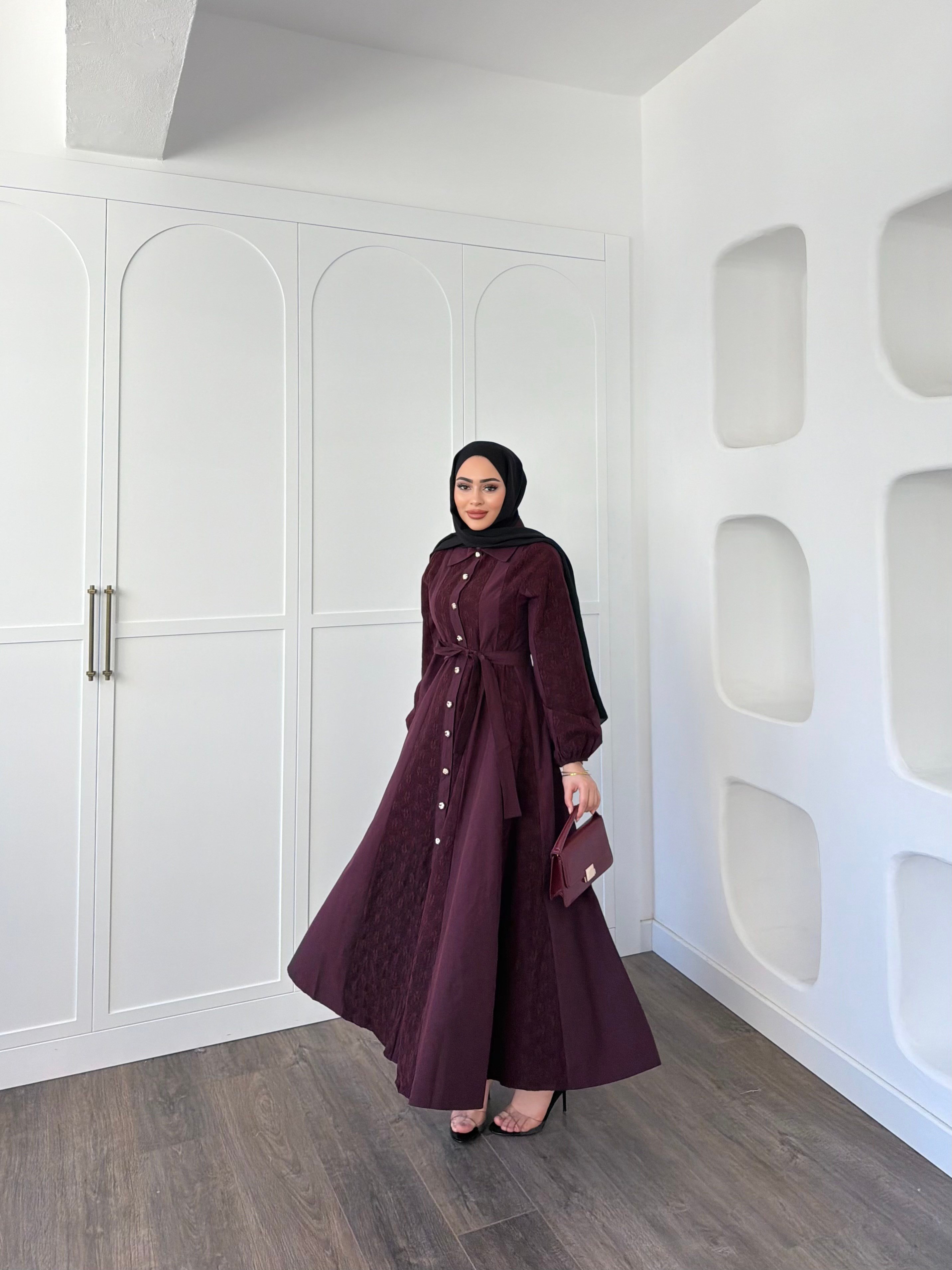 Rumi Dantel Elbise - Mürdüm