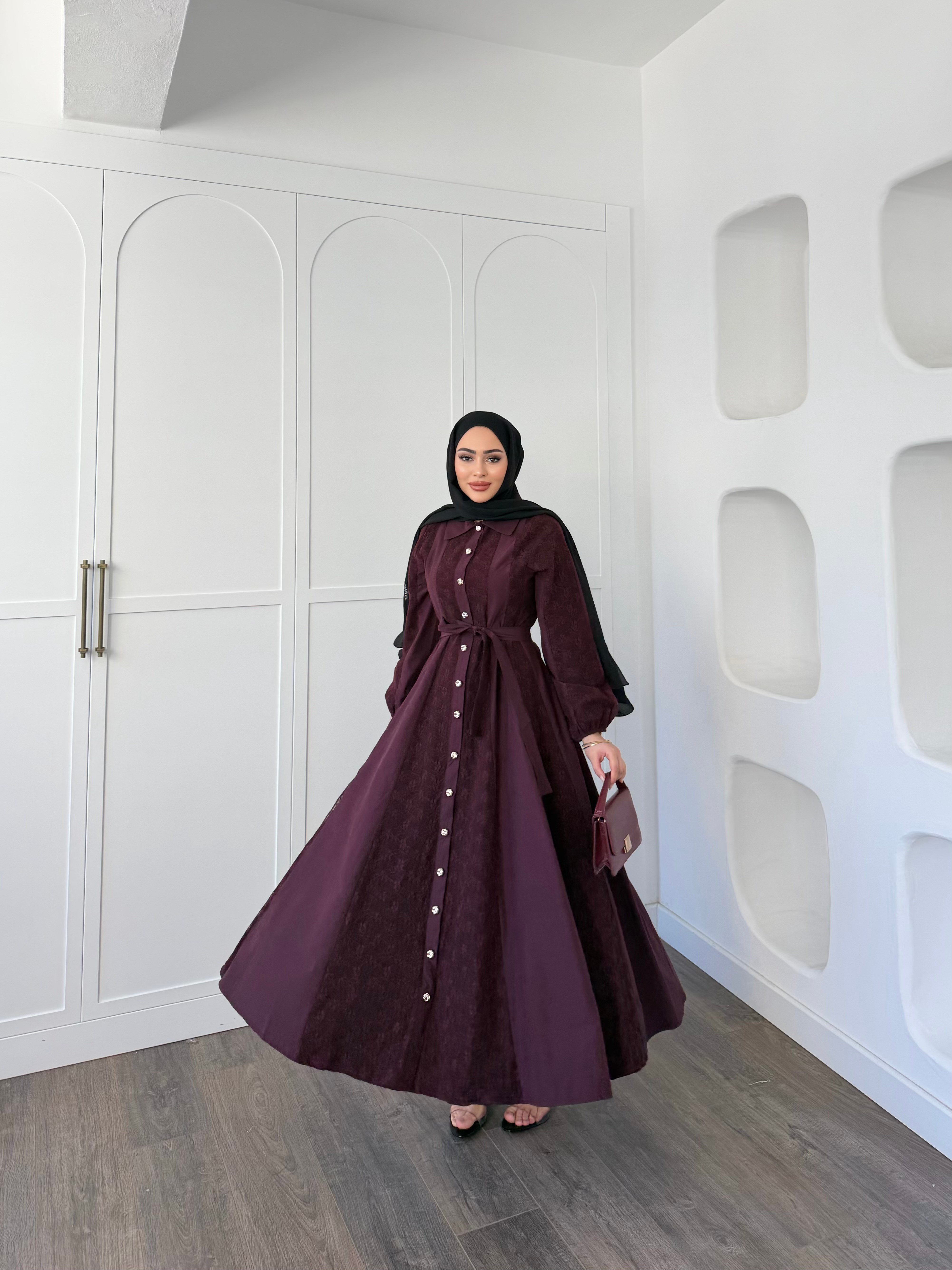 Rumi Dantel Elbise - Mürdüm