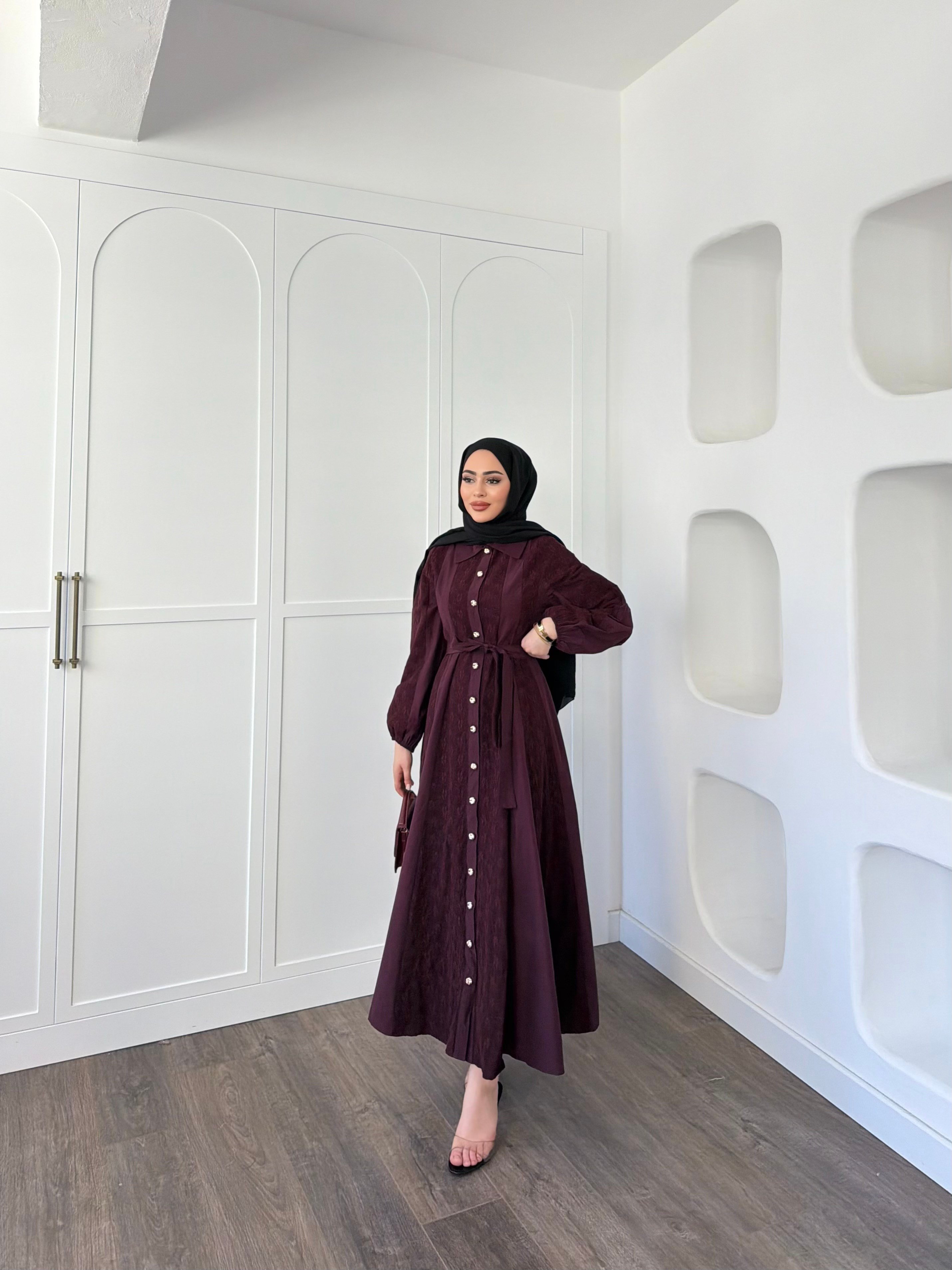 Rumi Dantel Elbise - Mürdüm