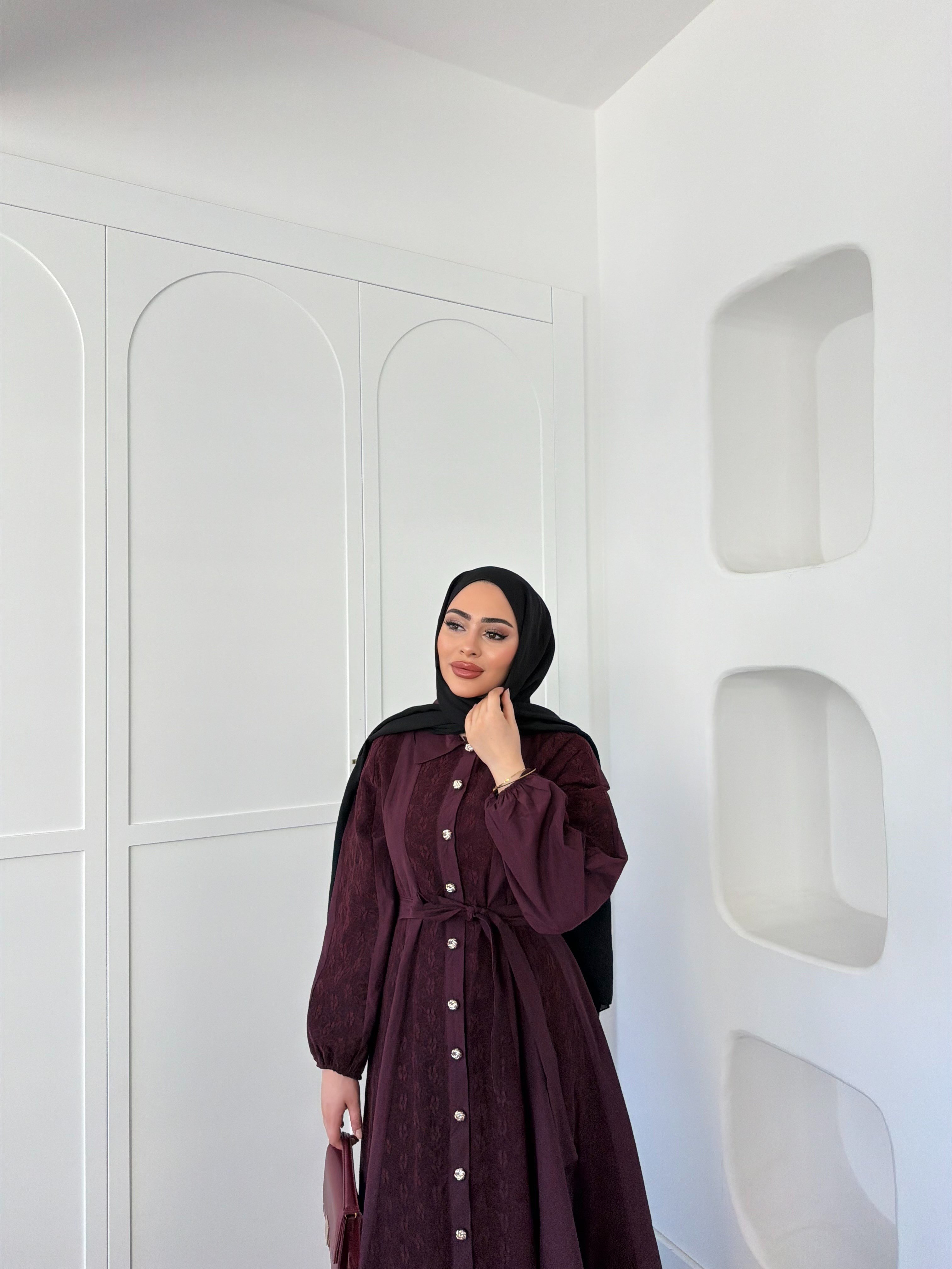 Rumi Dantel Elbise - Mürdüm