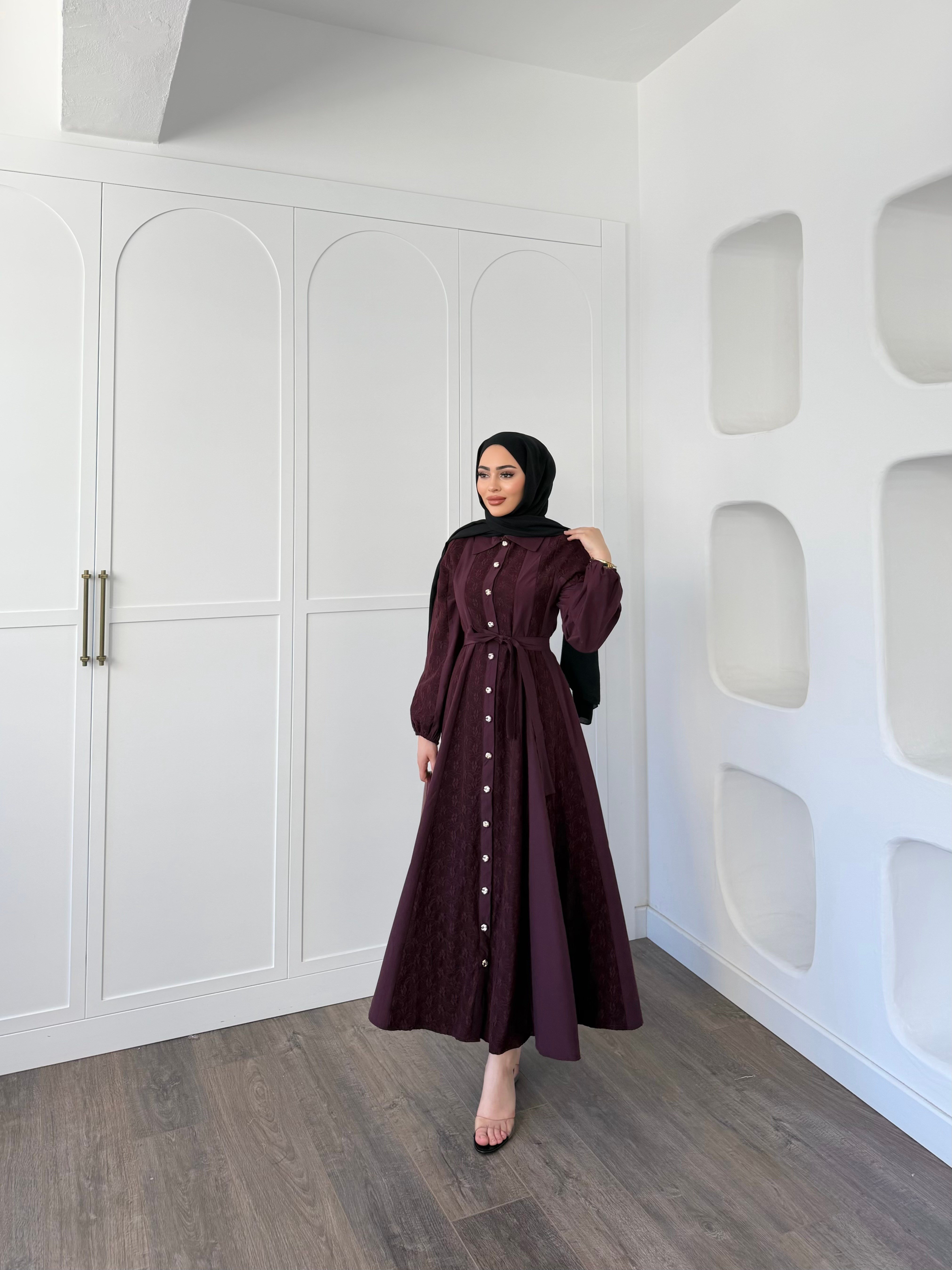 Rumi Dantel Elbise - Mürdüm