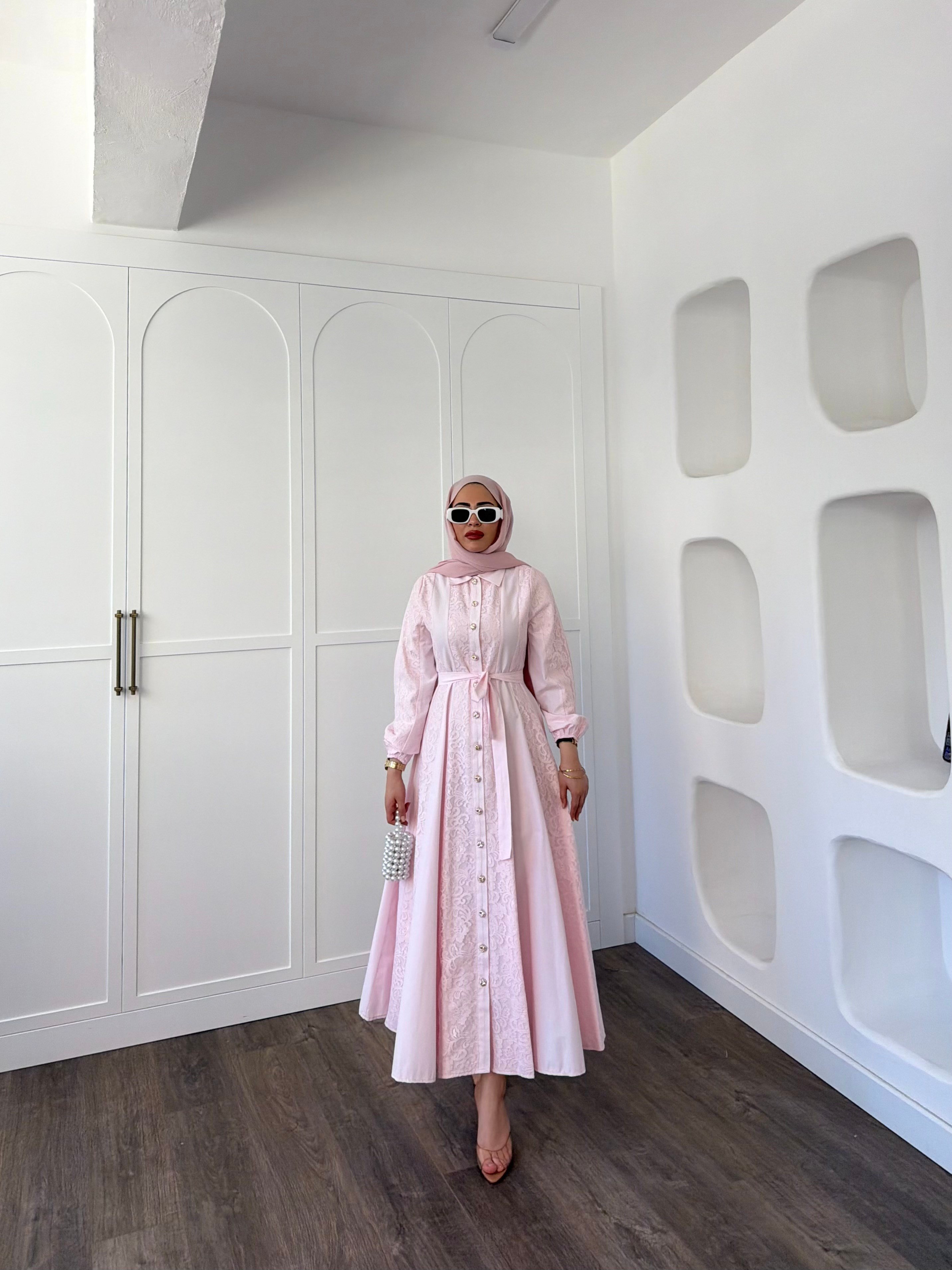 Rumi Dantel Elbise - Pembe