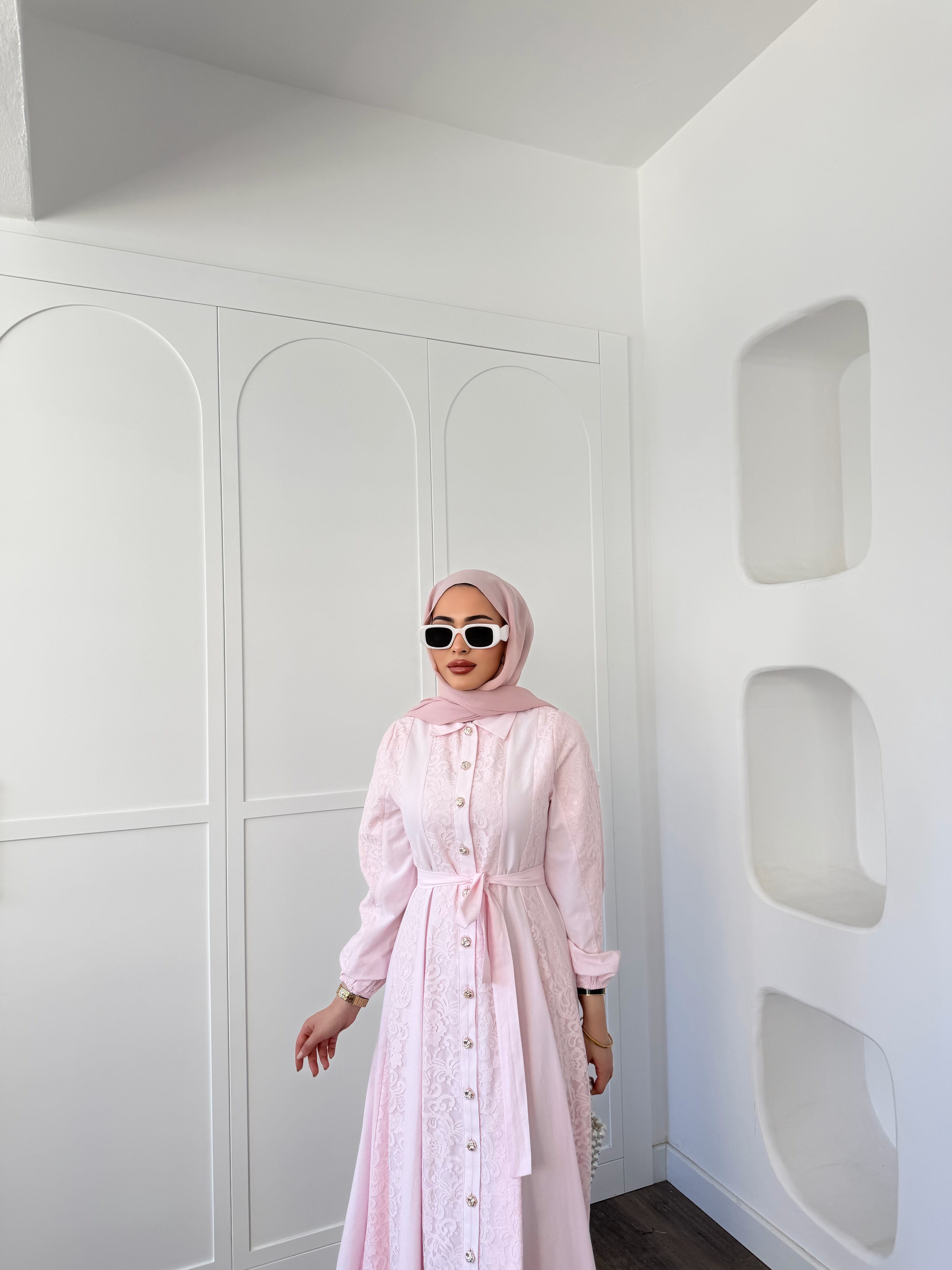 Rumi Dantel Elbise - Pembe