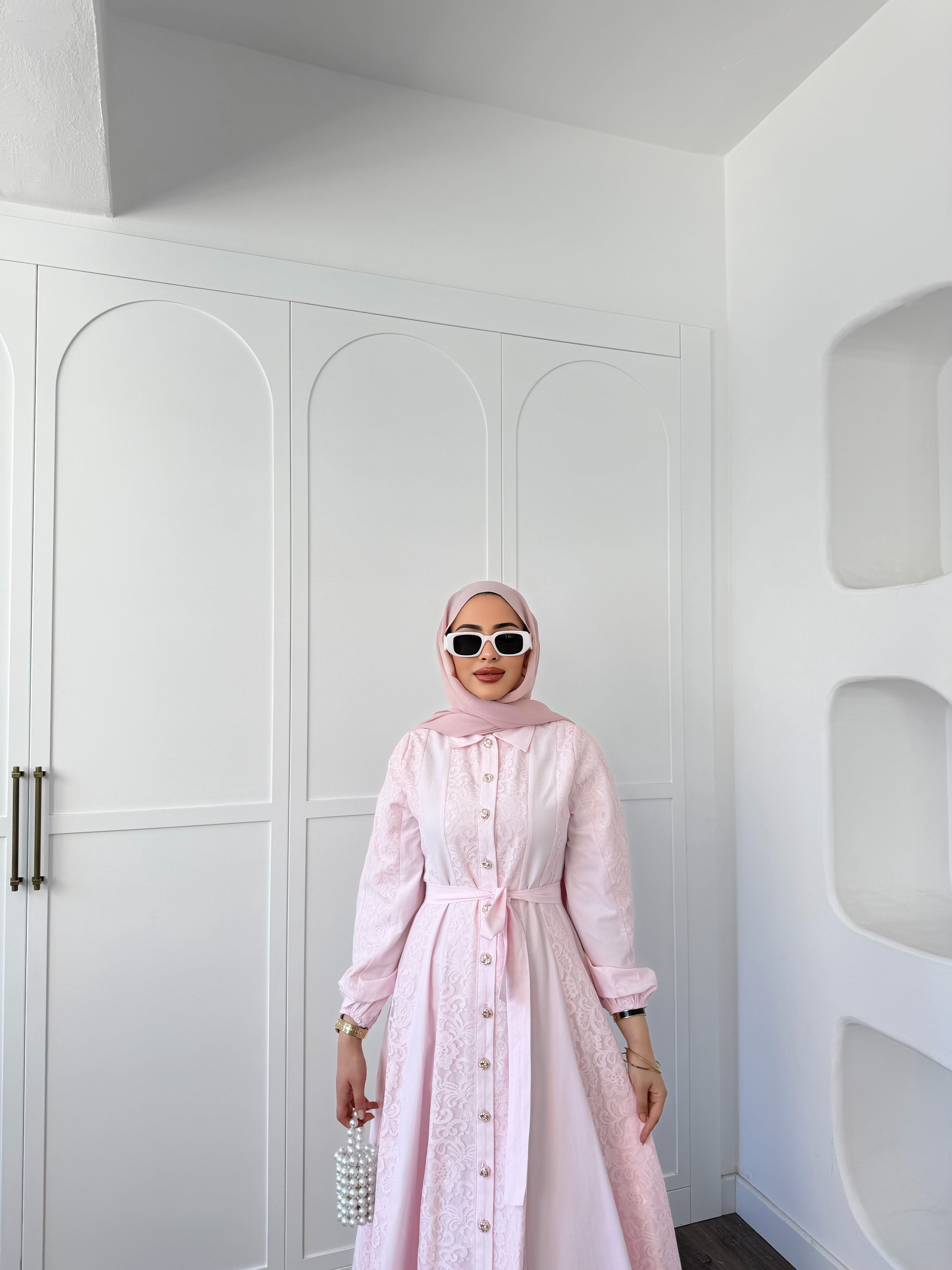 Rumi Dantel Elbise - Pembe