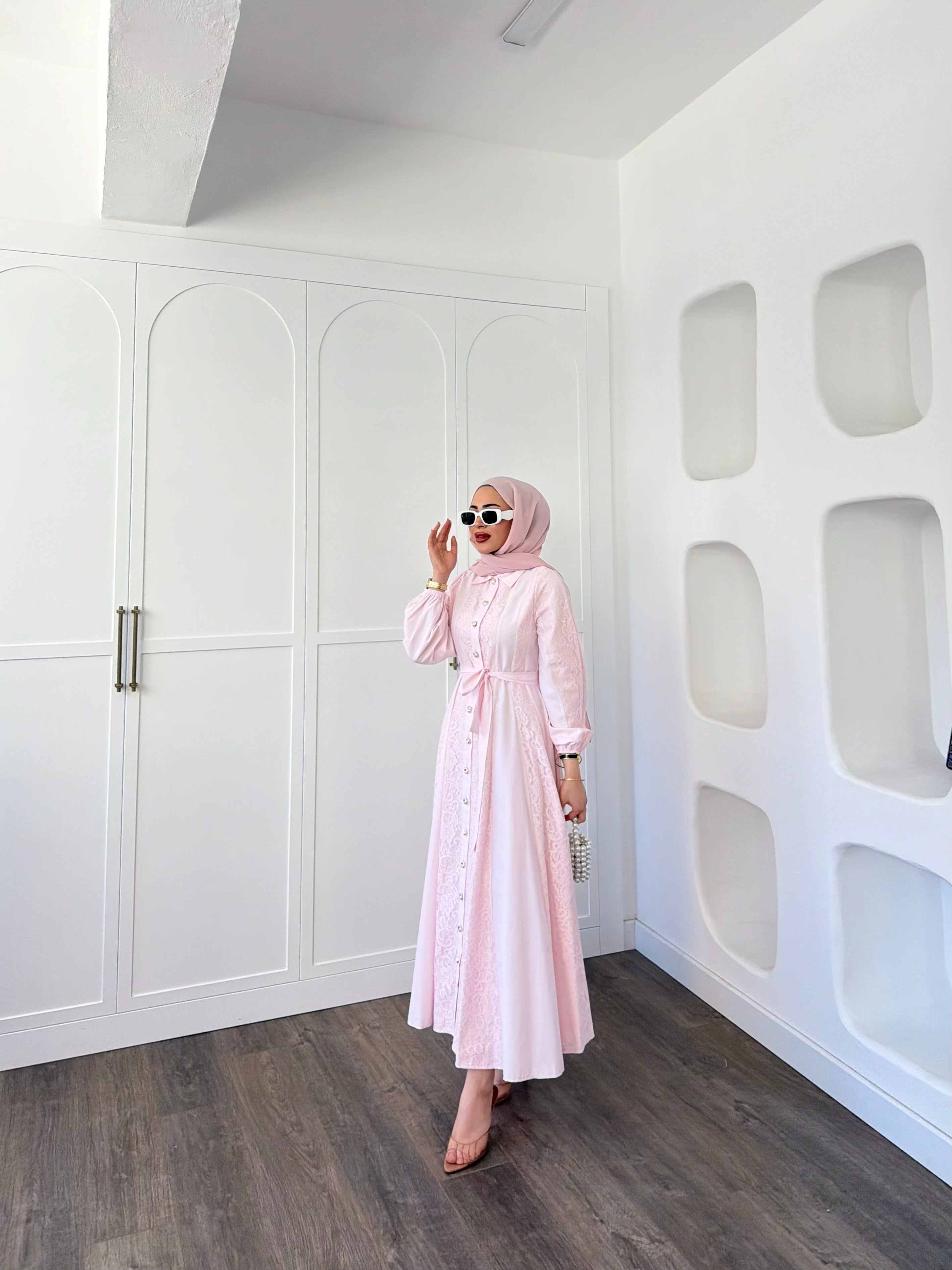 Rumi Dantel Elbise - Pembe
