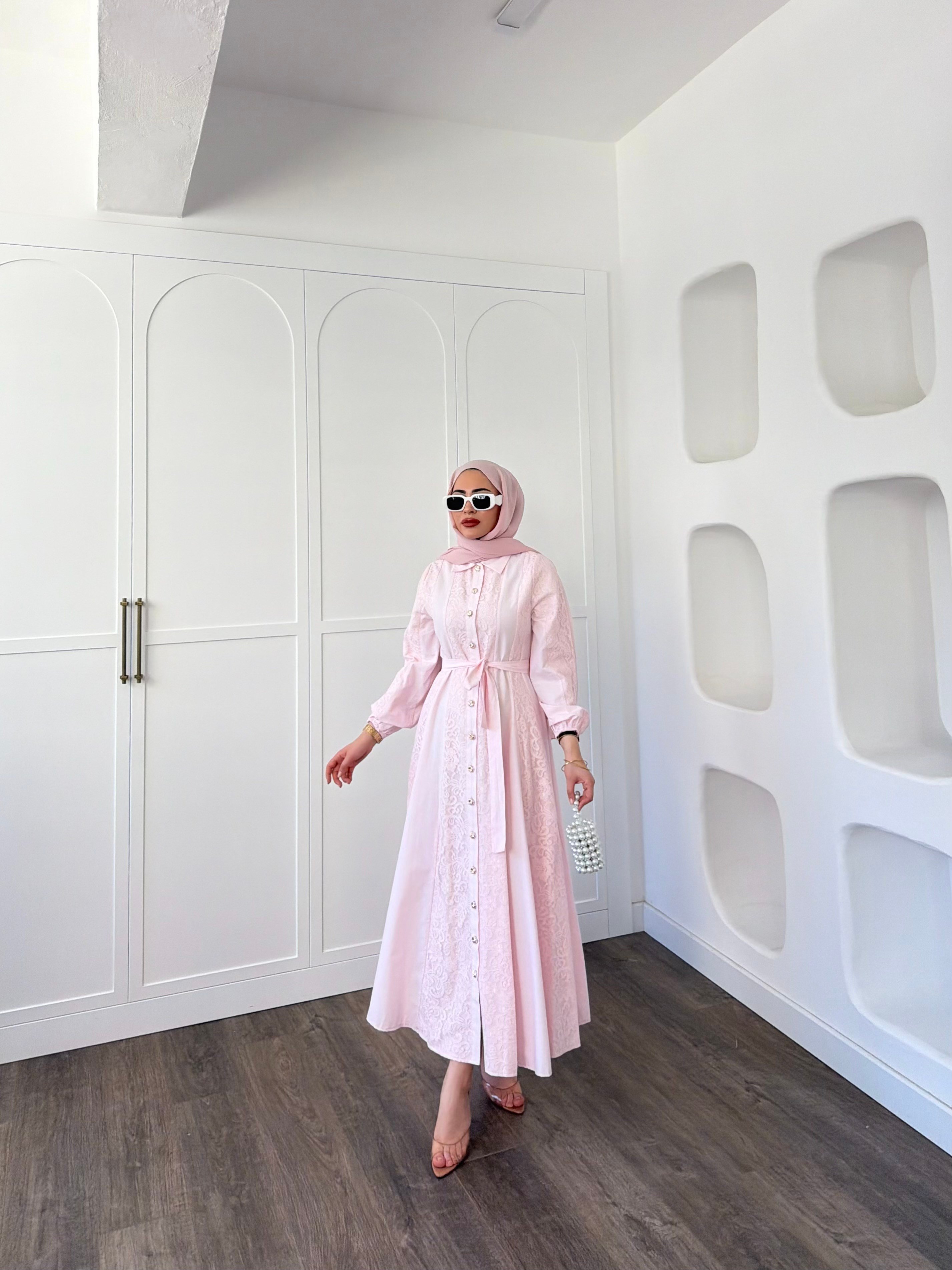 Rumi Dantel Elbise - Pembe