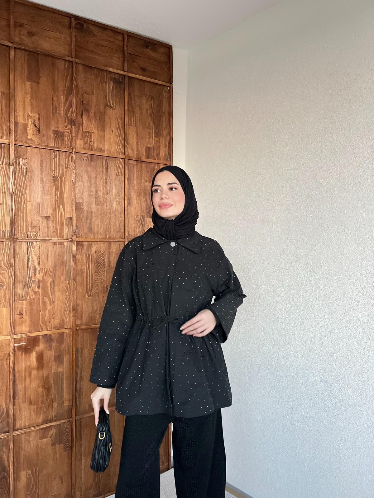 Sanma Trenç Taşlı - Siyah