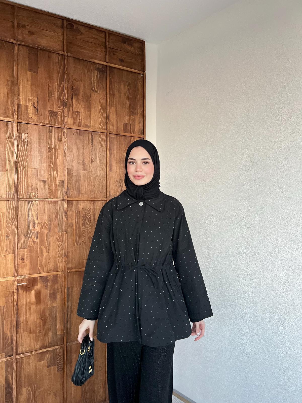 Sanma Trenç Taşlı - Siyah