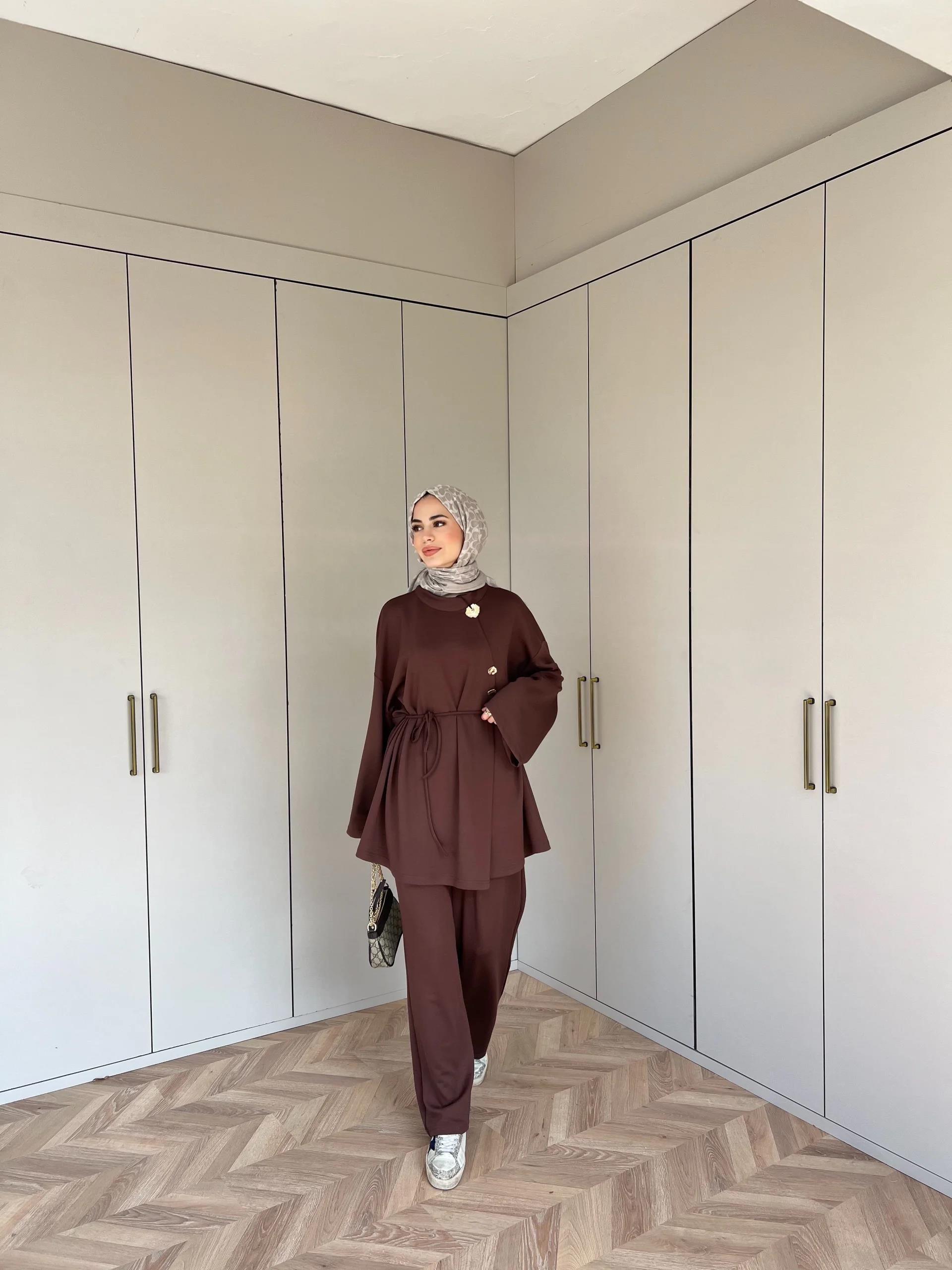 Seda Broşlu Takım - Kahve