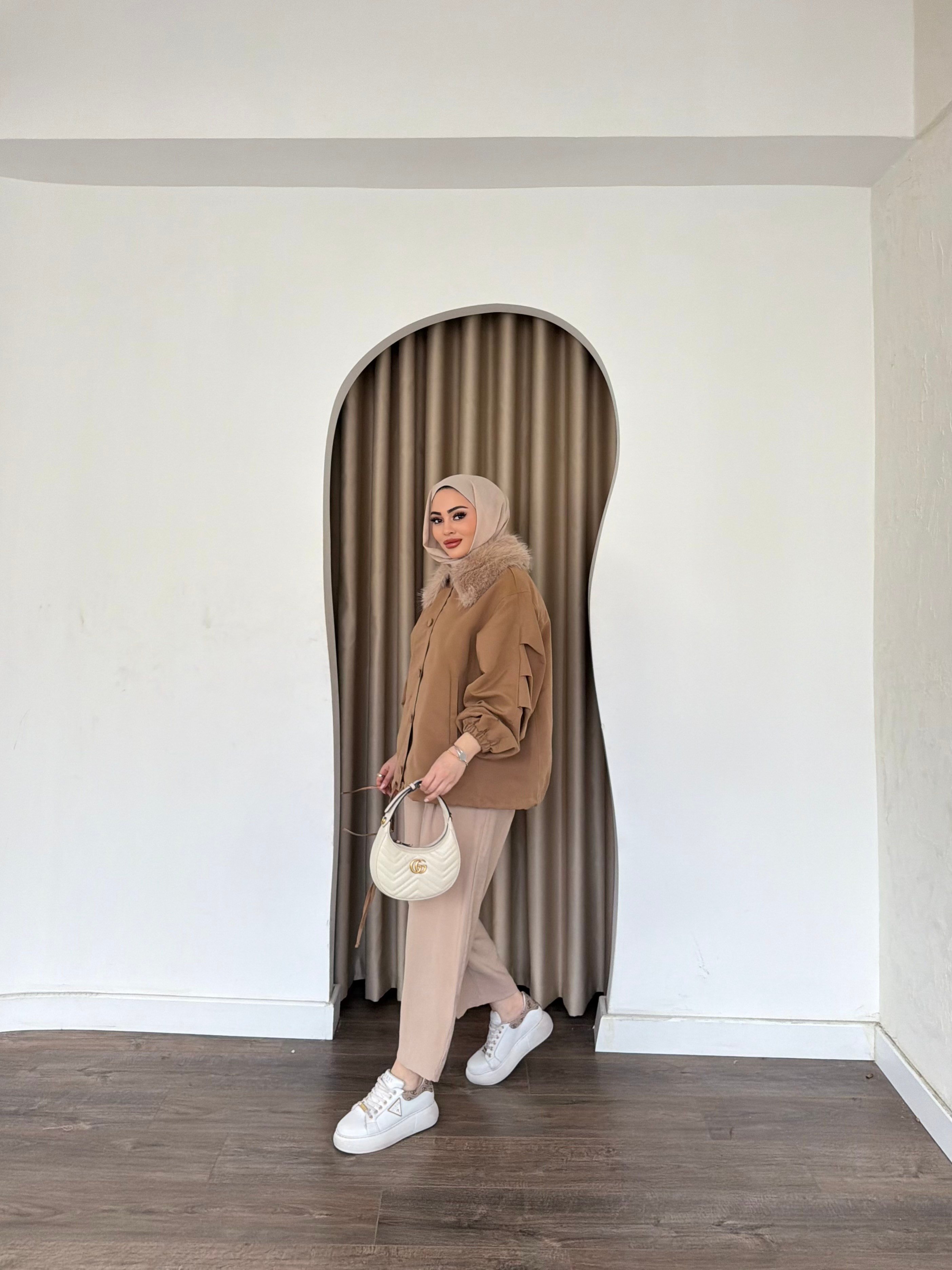 Seta Kürk Detay Ceket - Camel