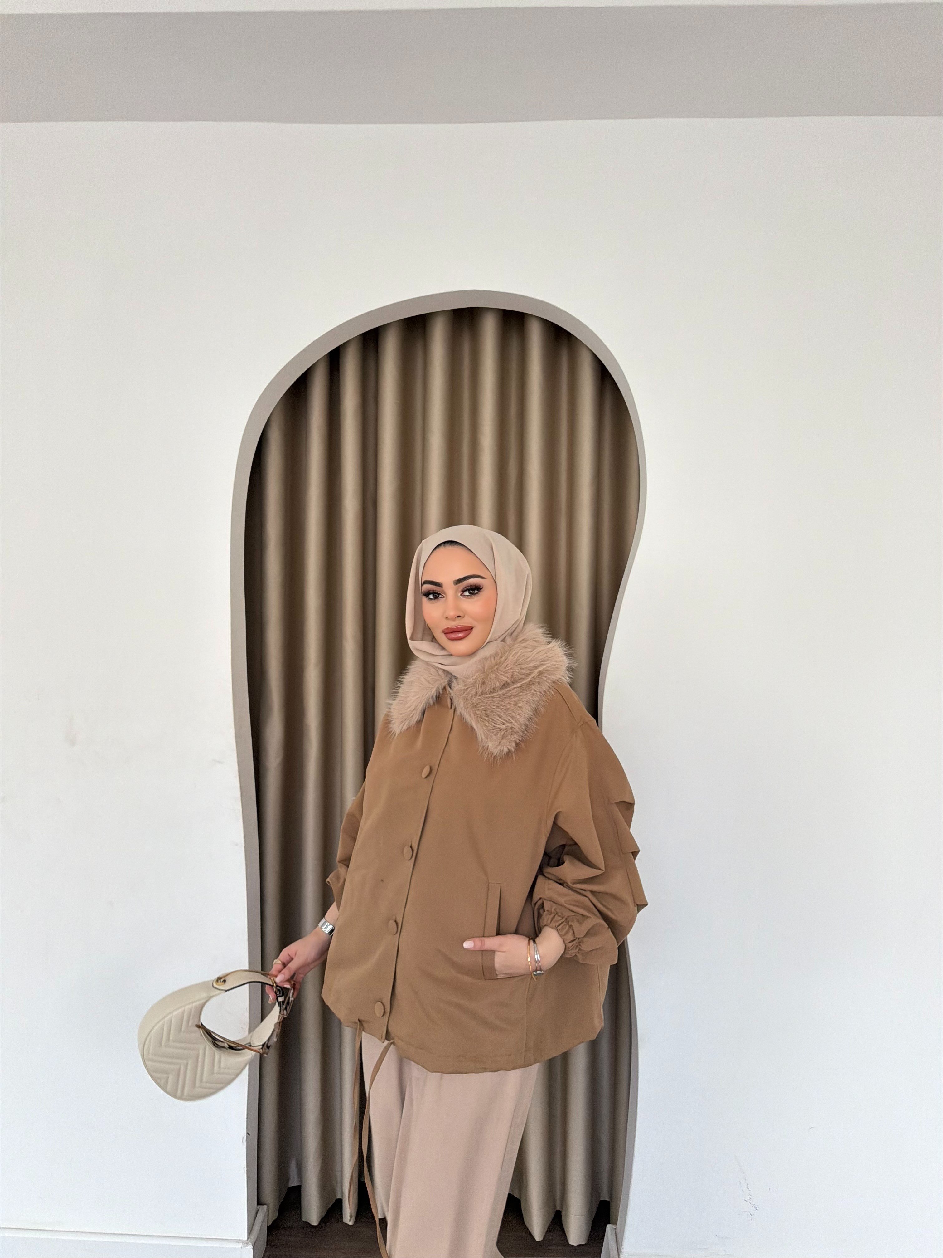 Seta Kürk Detay Ceket - Camel