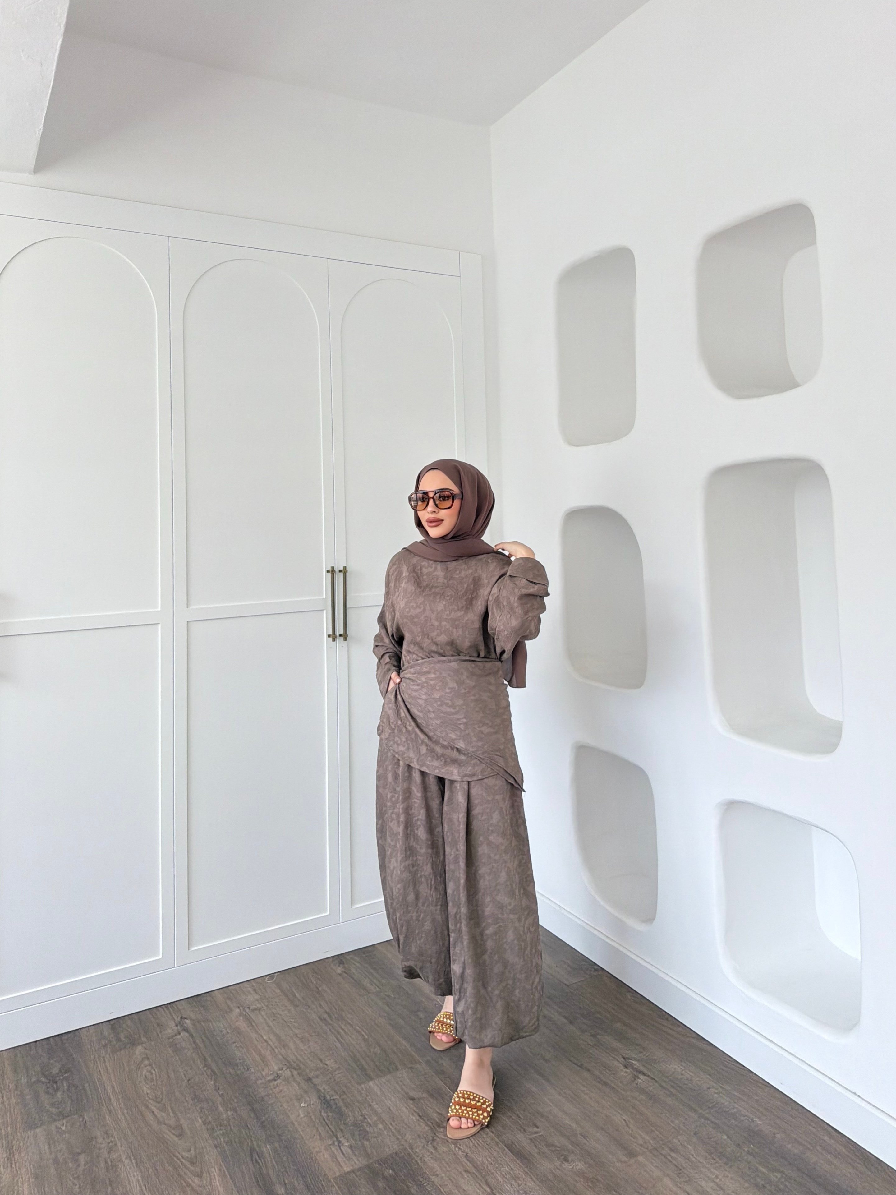 Şeyna Şalvar Takım - Vizon