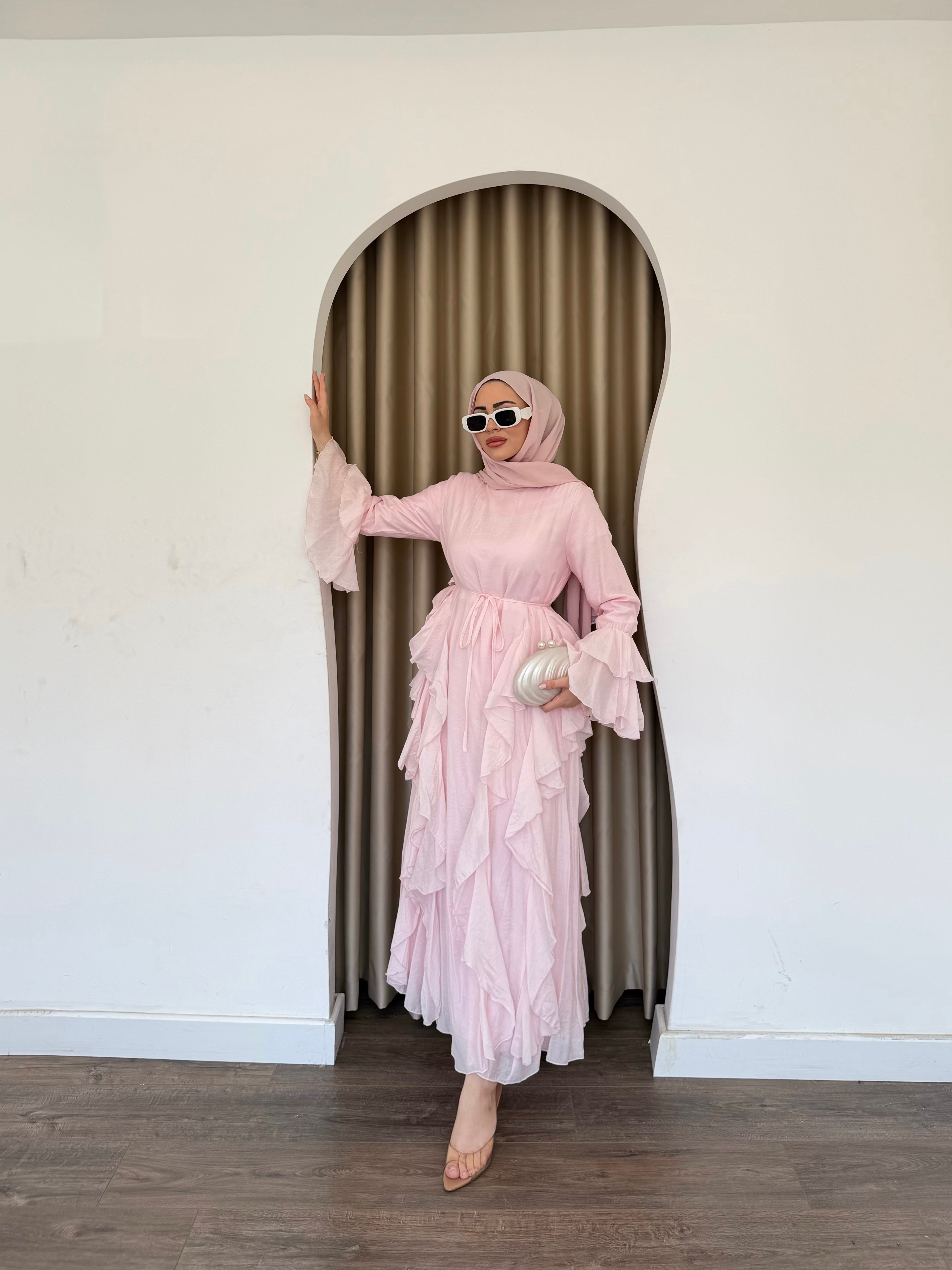 Şila Fırfırlı Elbise Q - Pembe