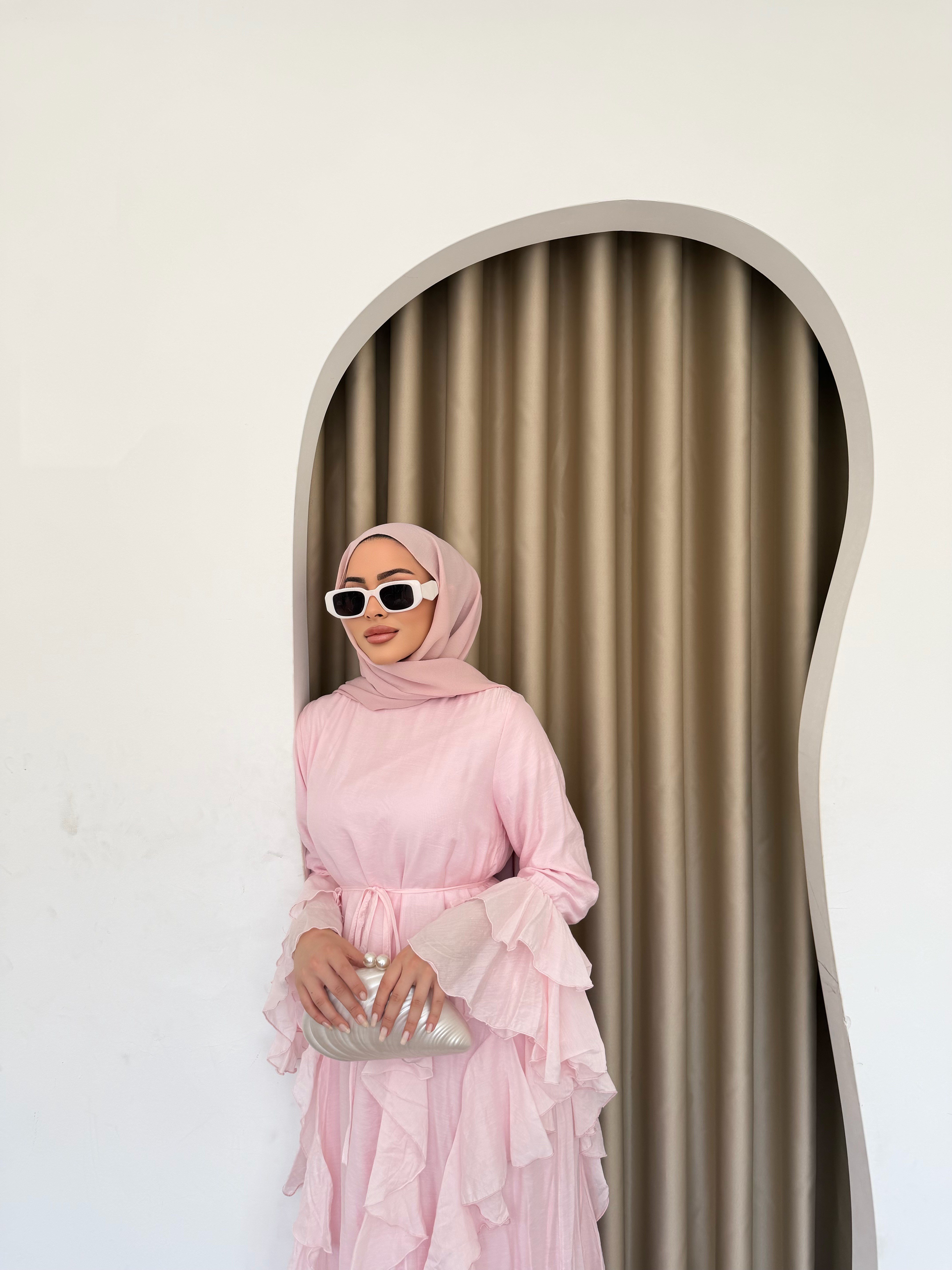 Şila Fırfırlı Elbise Q - Pembe