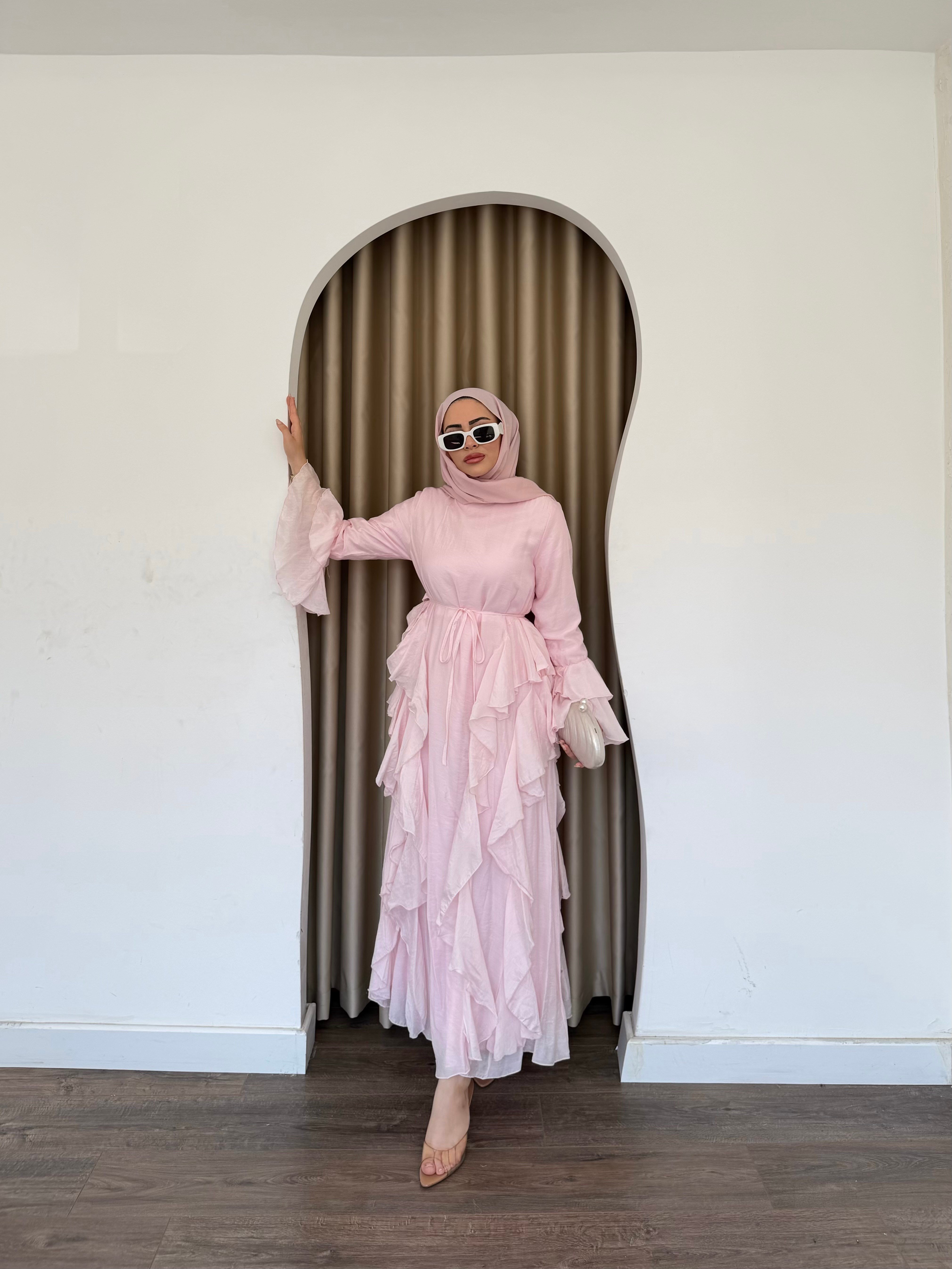Şila Fırfırlı Elbise Q - Pembe