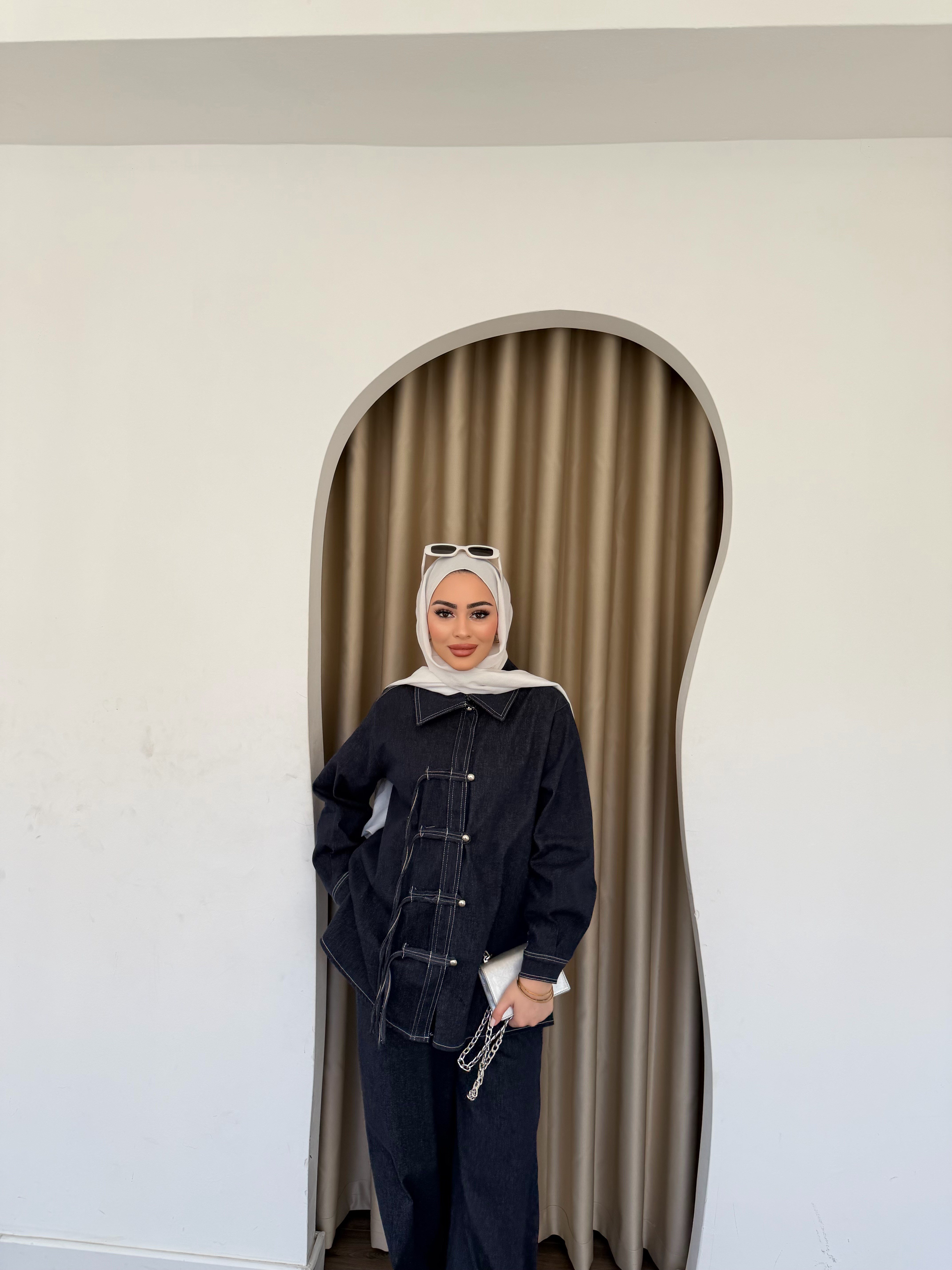 Sima Düğmeli Kot Takım - Mavi
