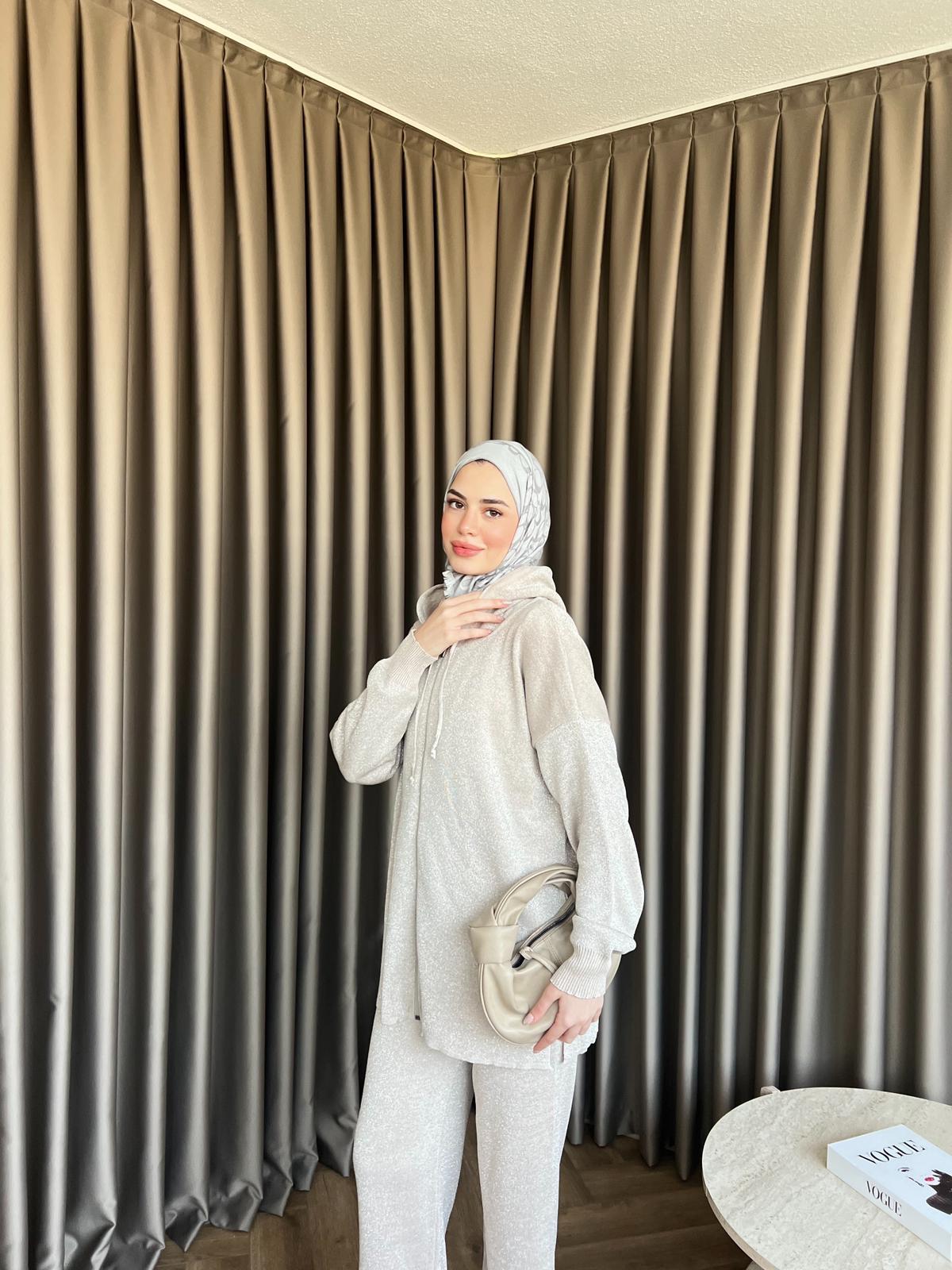 Simli Mek Takım Bej