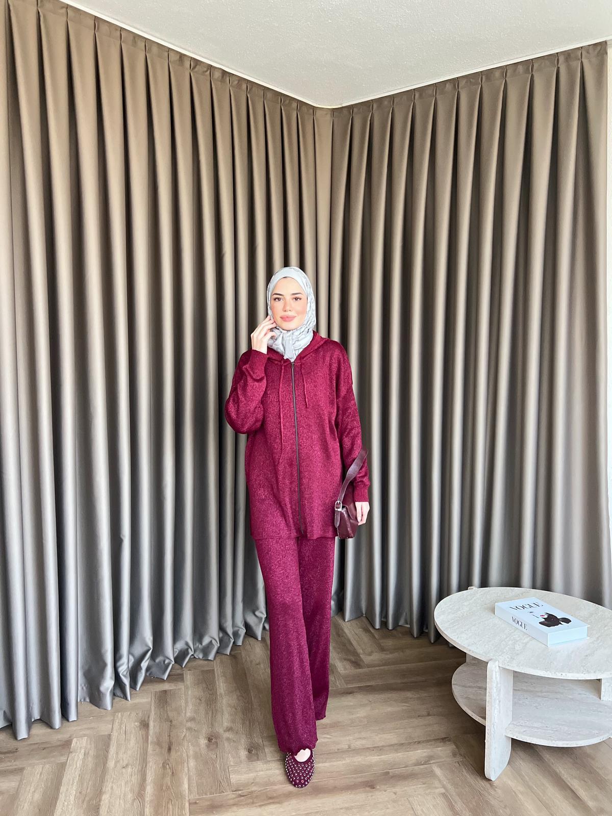 Simli Mek Takım Bordo