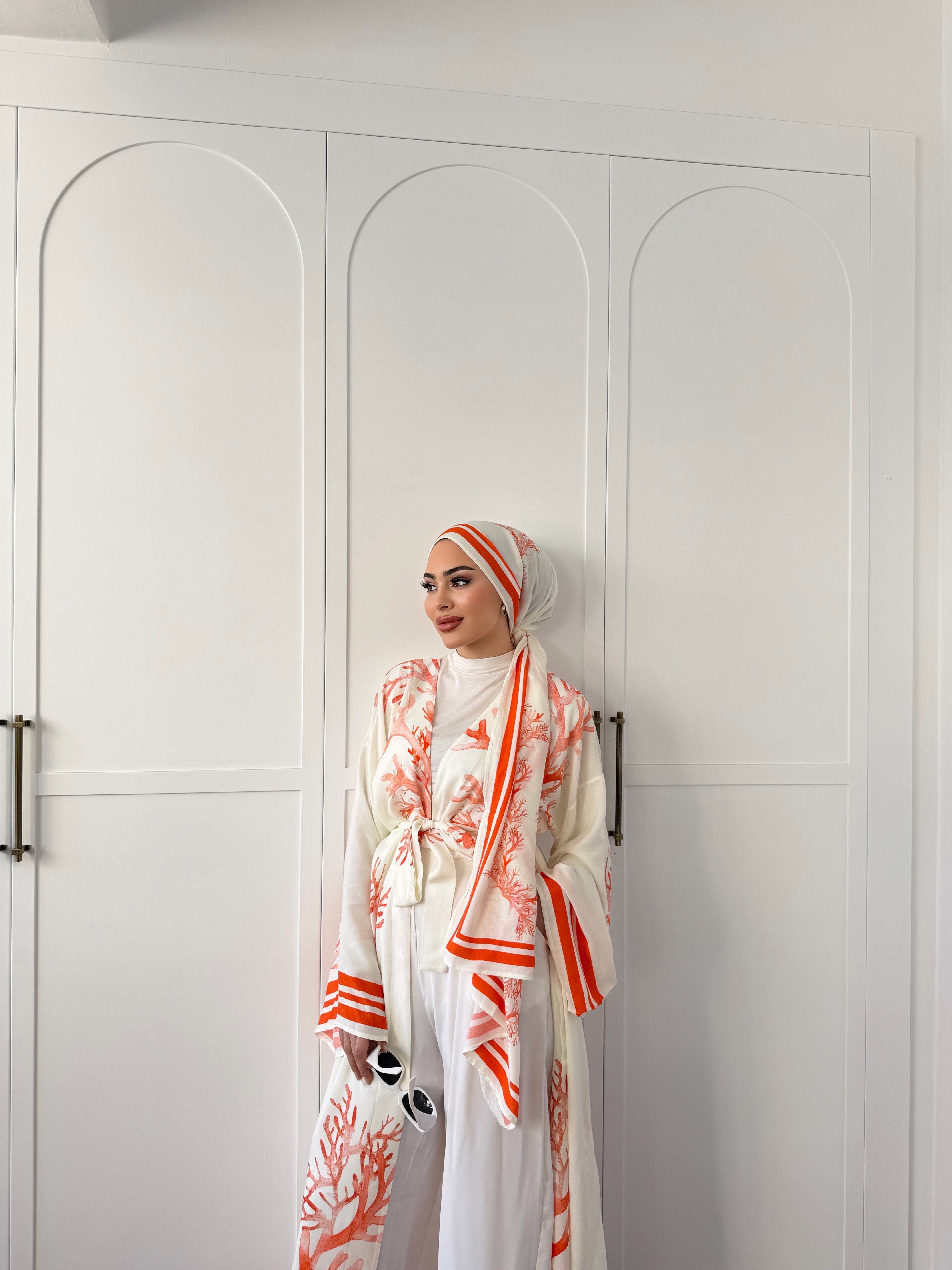 Su Kimona Şal Hediyeli - Oranj