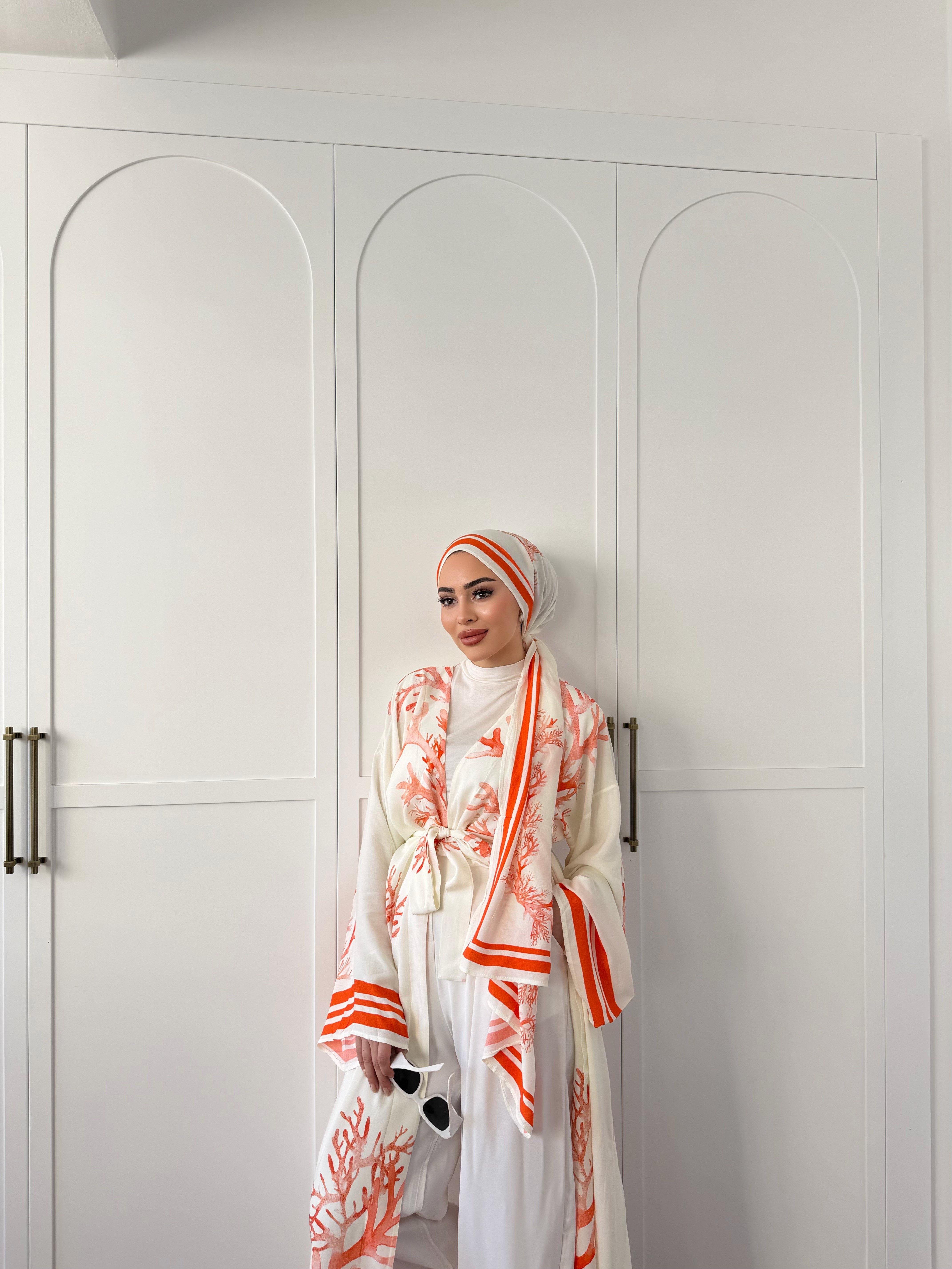 Su Kimona Şal Hediyeli - Oranj