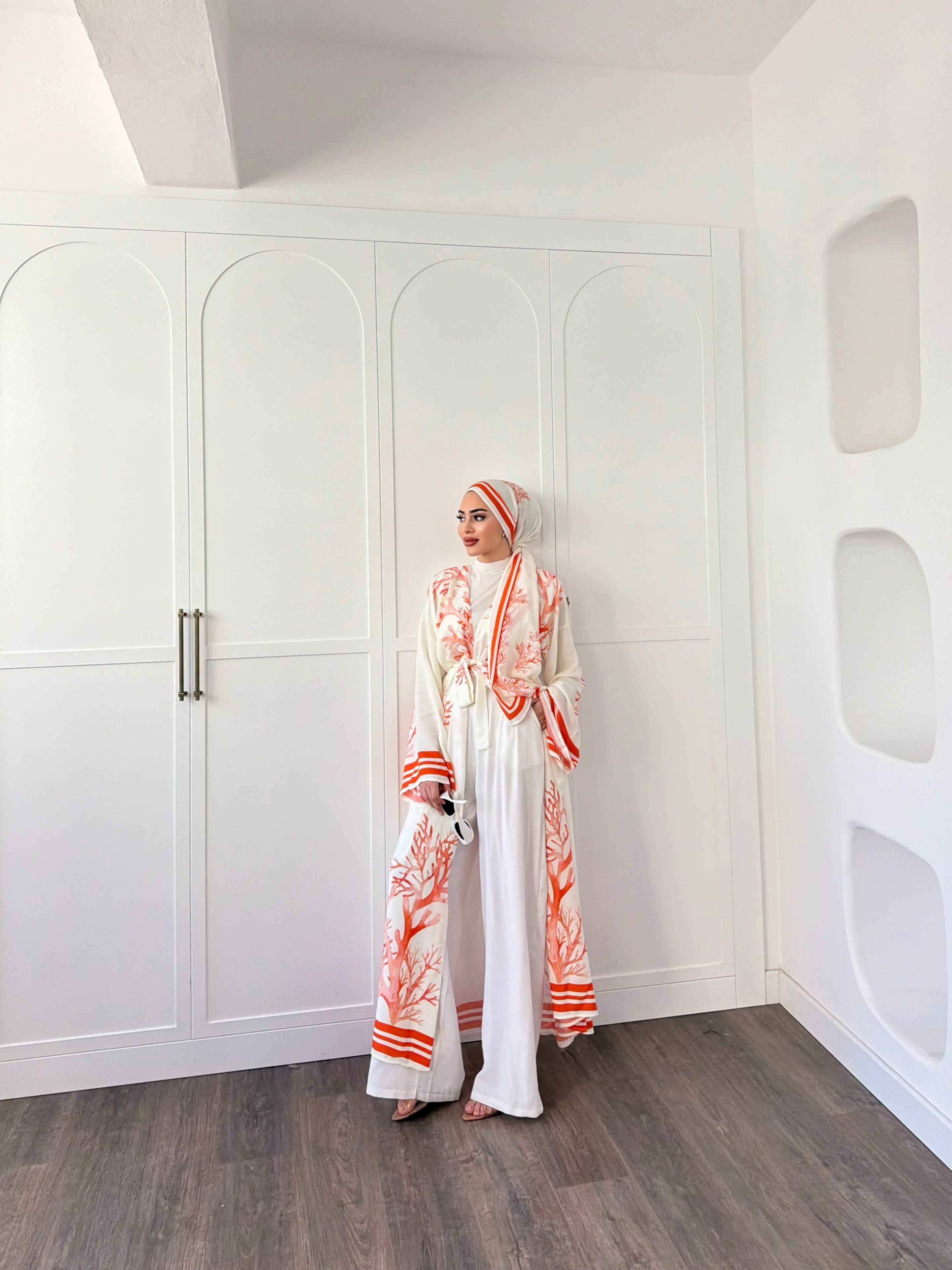 Su Kimona Şal Hediyeli - Oranj