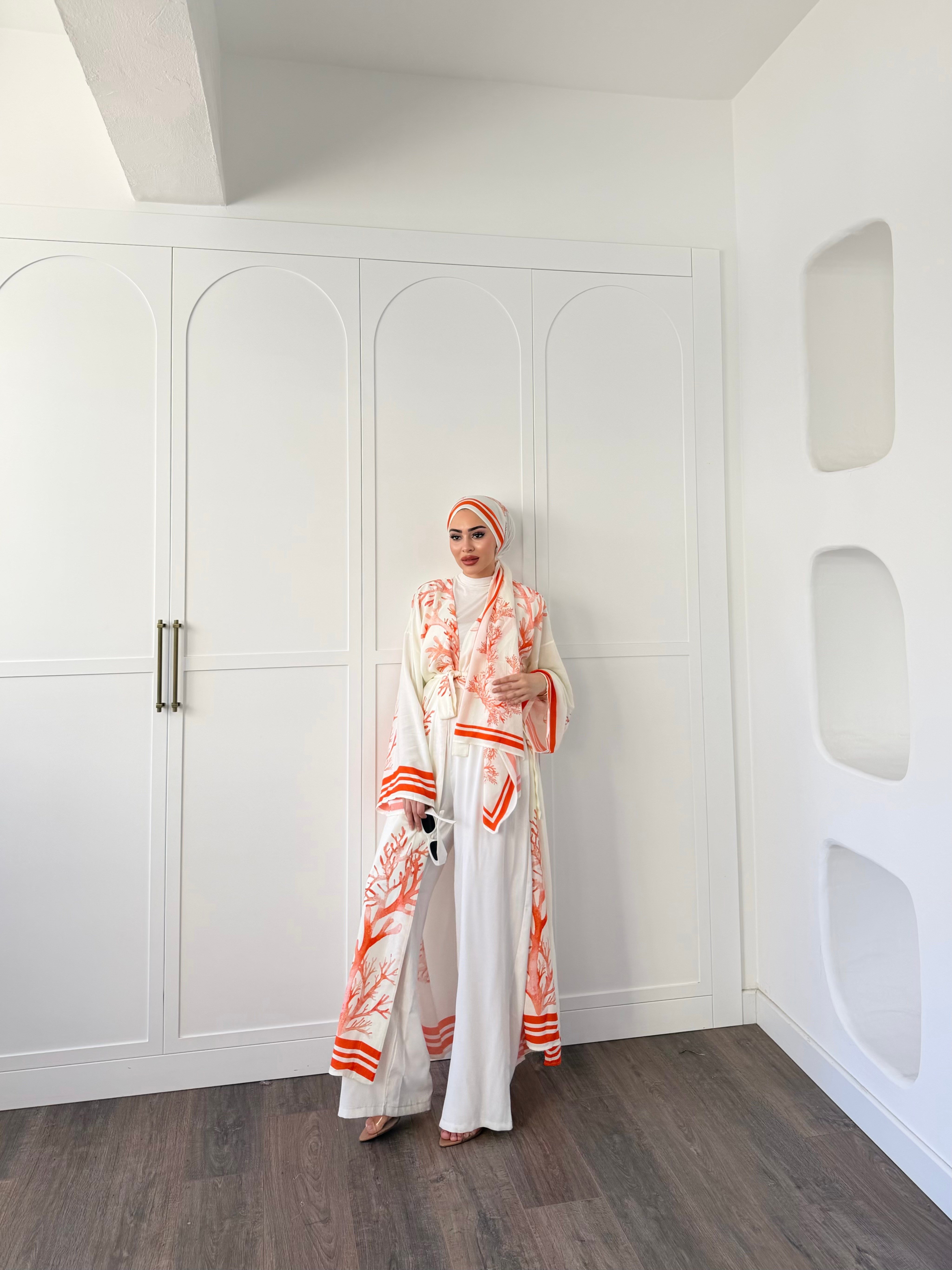 Su Kimona Şal Hediyeli - Oranj