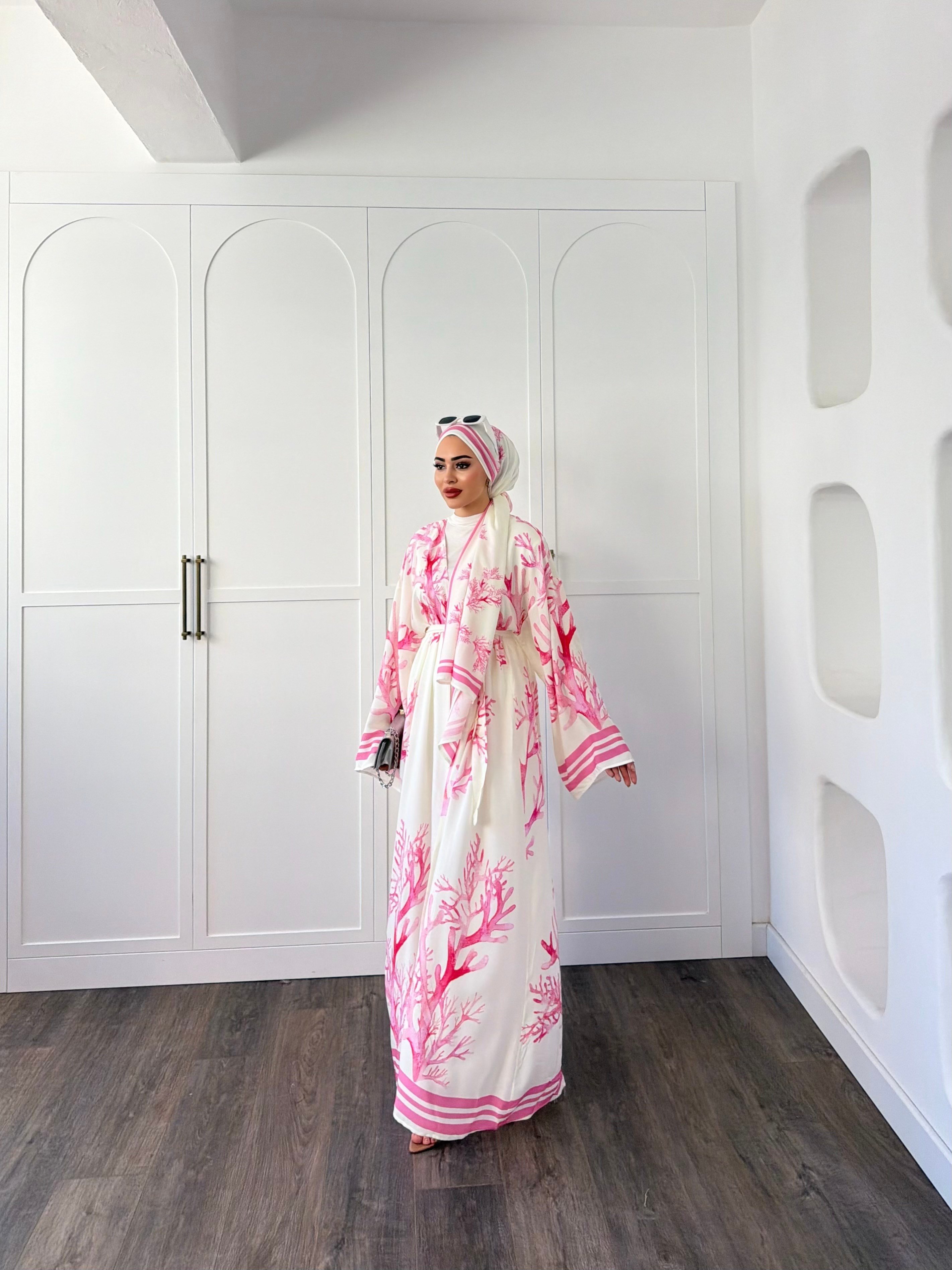 Su Kimona Şal Hediyeli - Pembe