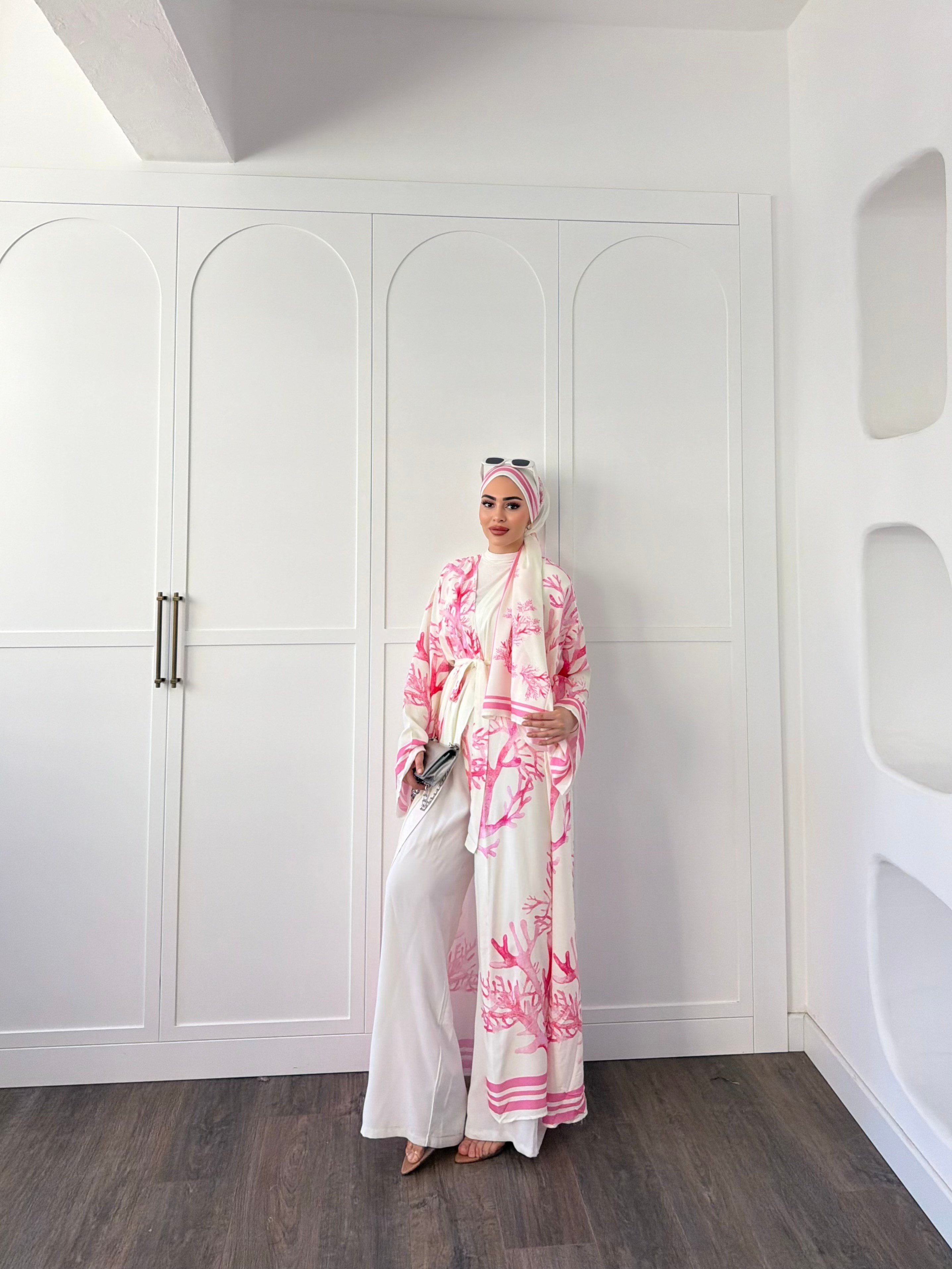 Su Kimona Şal Hediyeli - Pembe