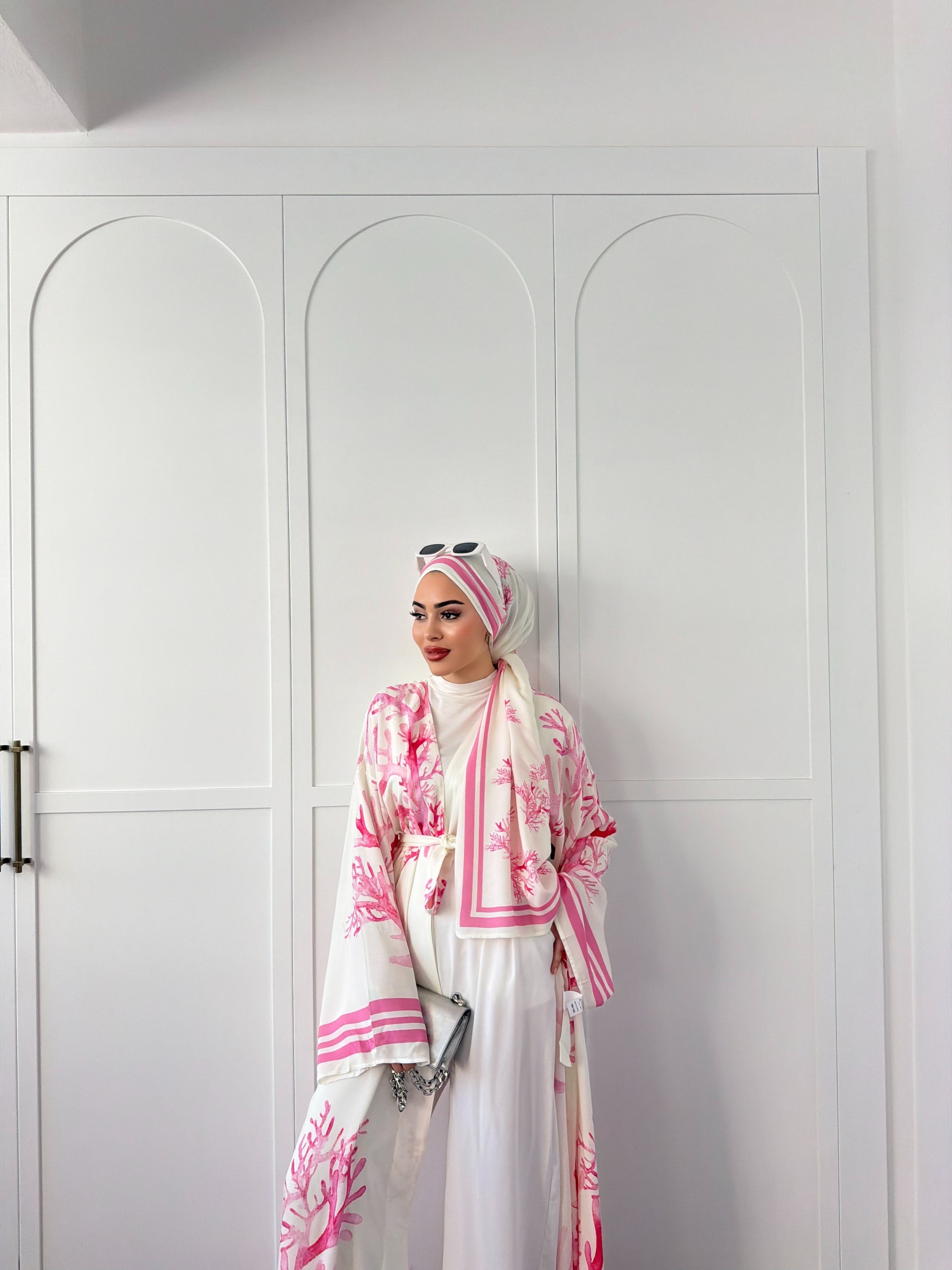 Su Kimona Şal Hediyeli - Pembe