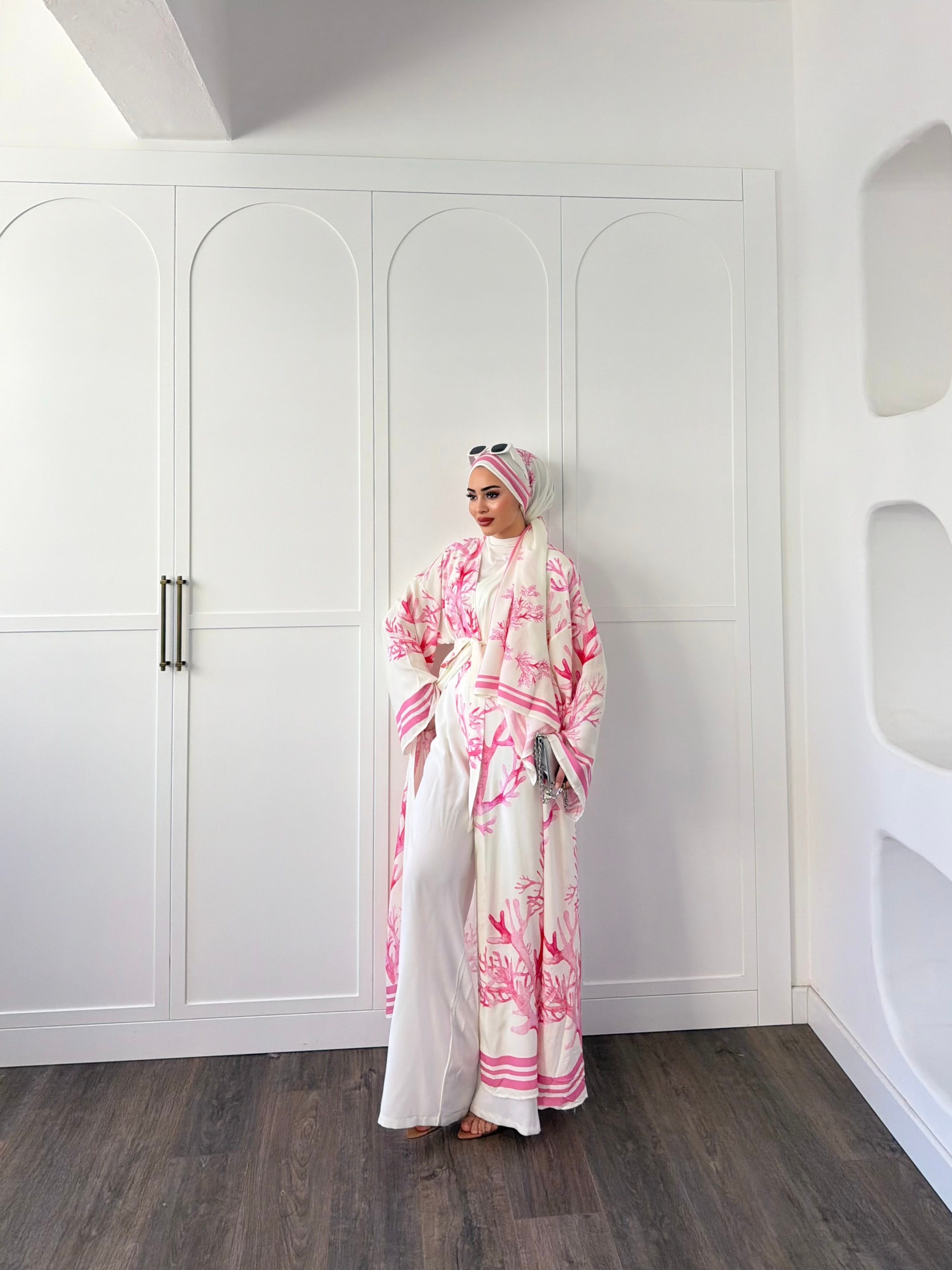 Su Kimona Şal Hediyeli - Pembe