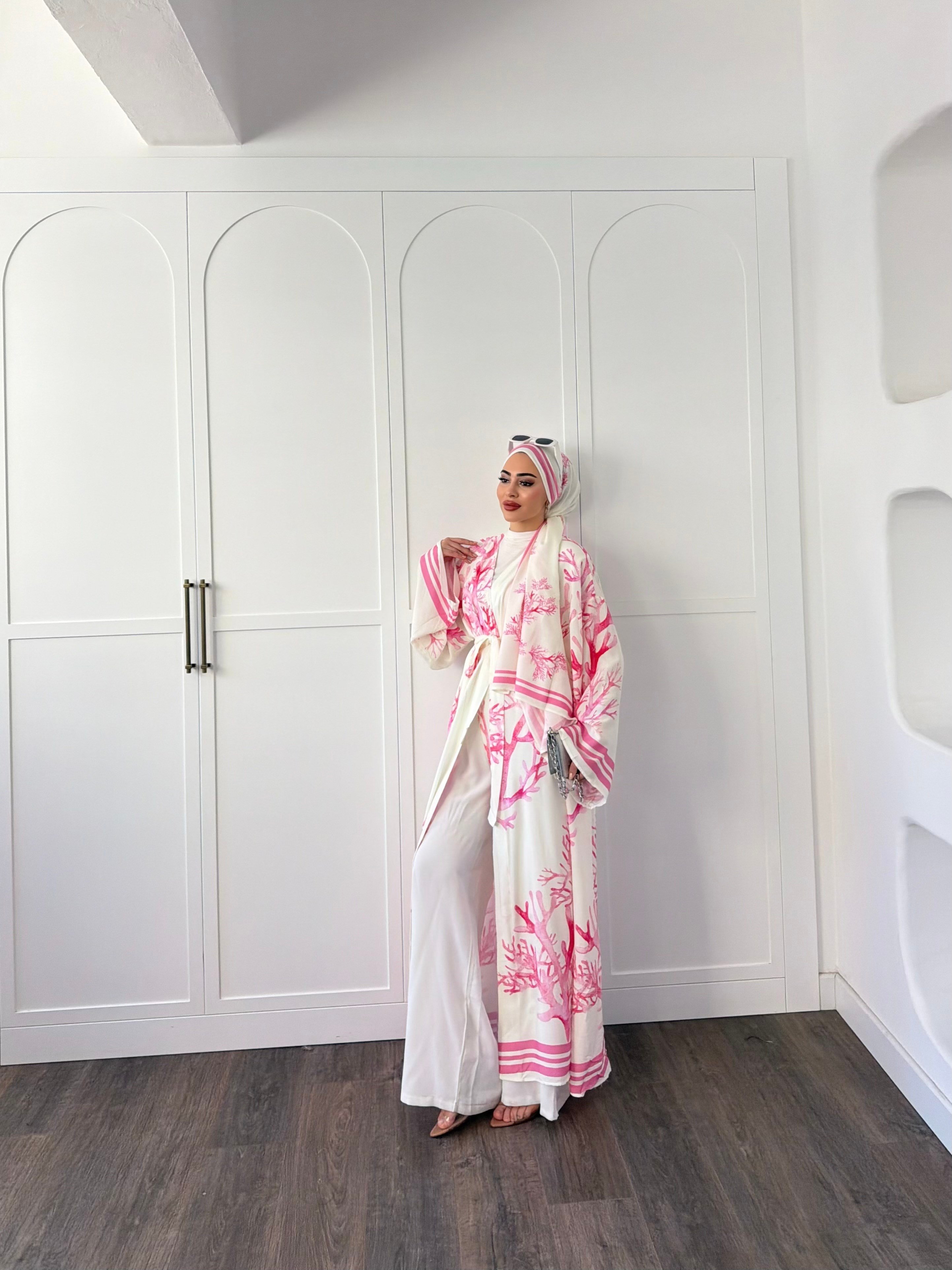 Su Kimona Şal Hediyeli - Pembe