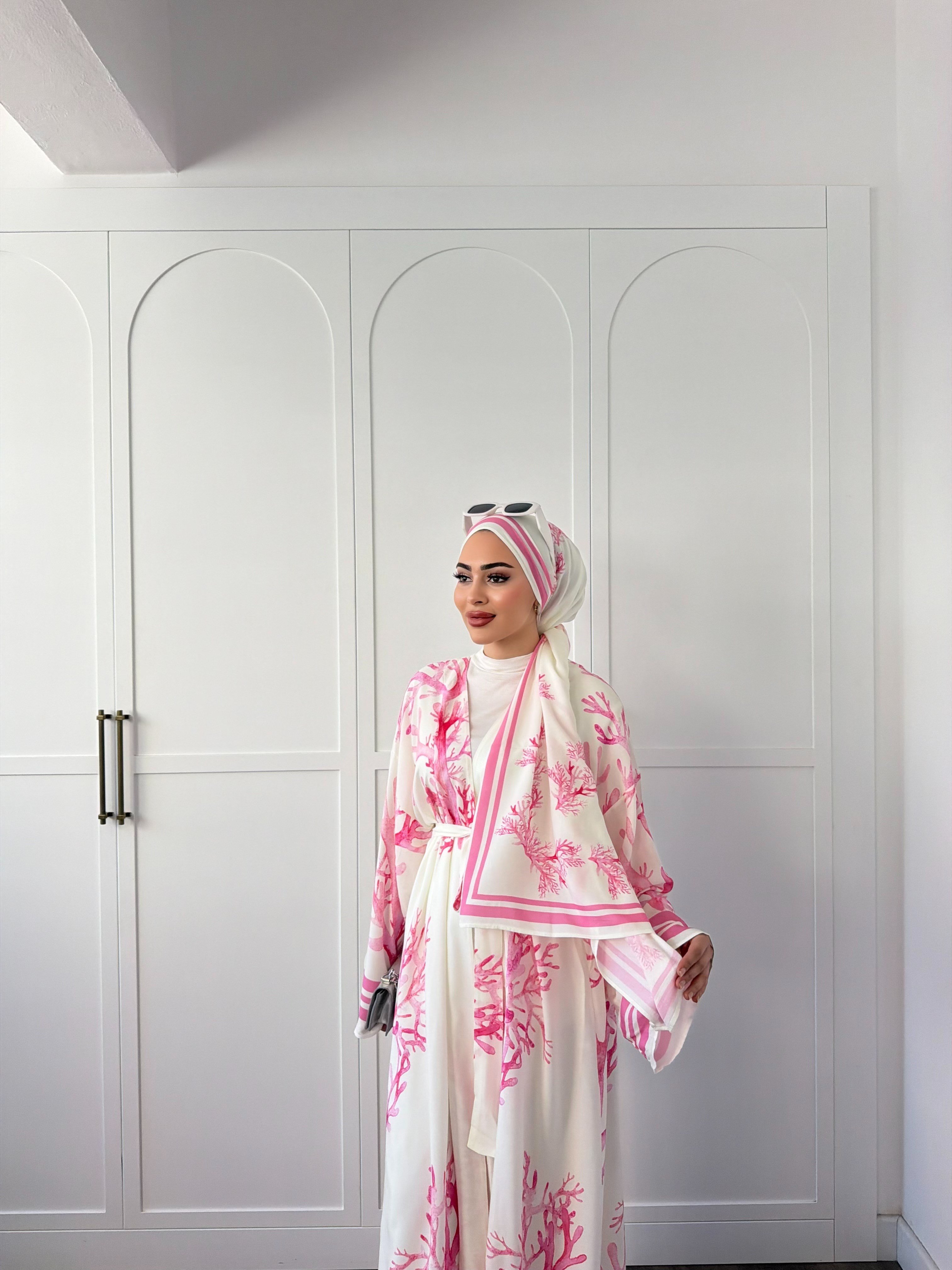 Su Kimona Şal Hediyeli - Pembe