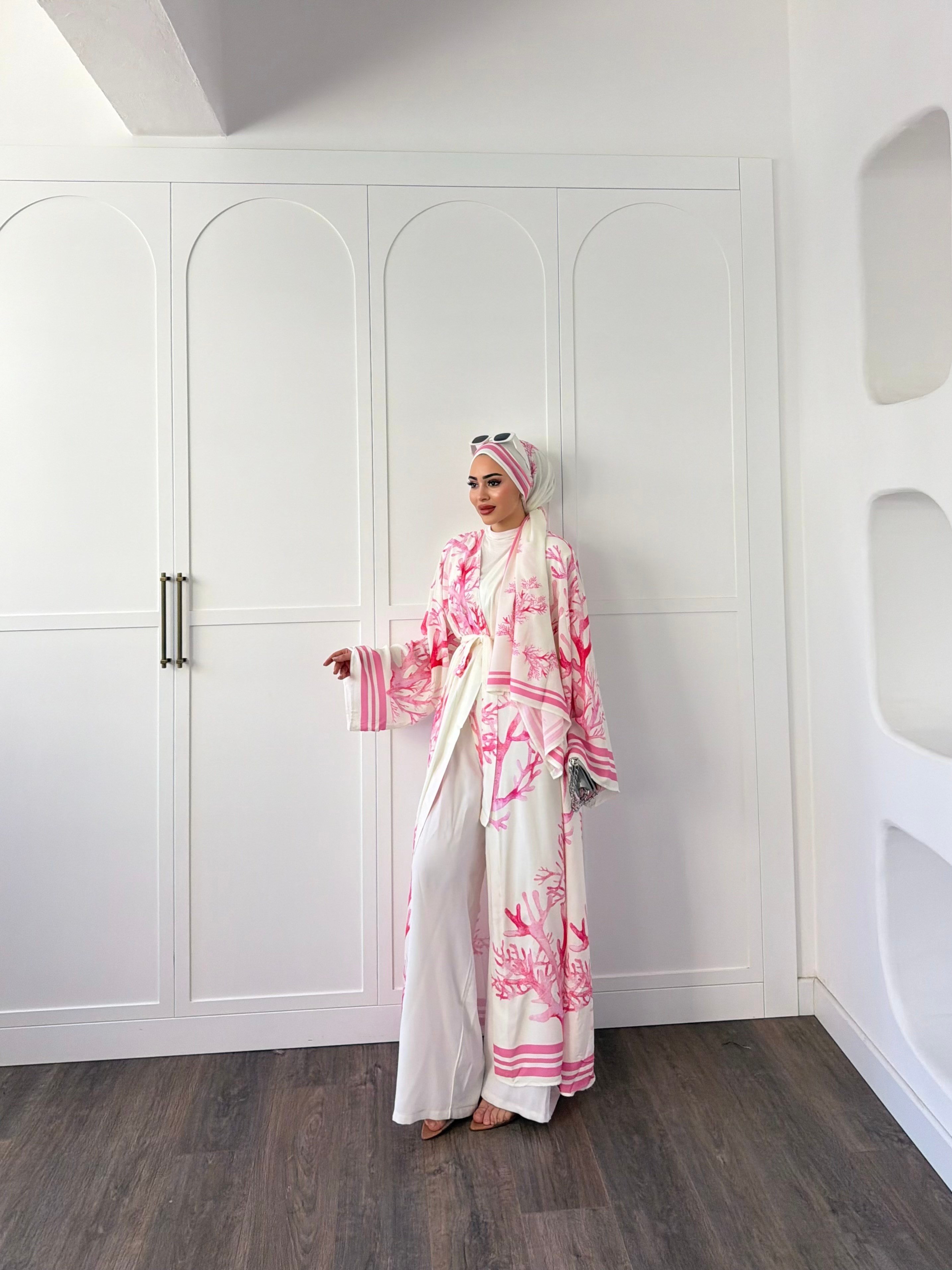 Su Kimona Şal Hediyeli - Pembe