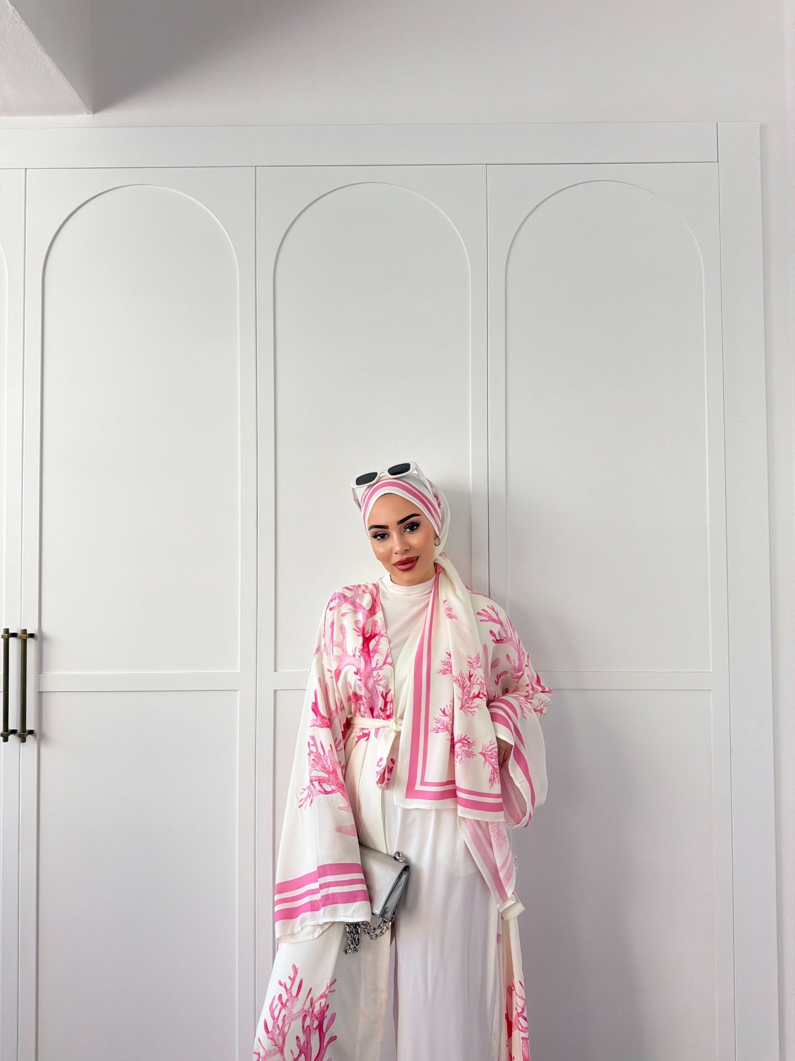 Su Kimona Şal Hediyeli - Pembe