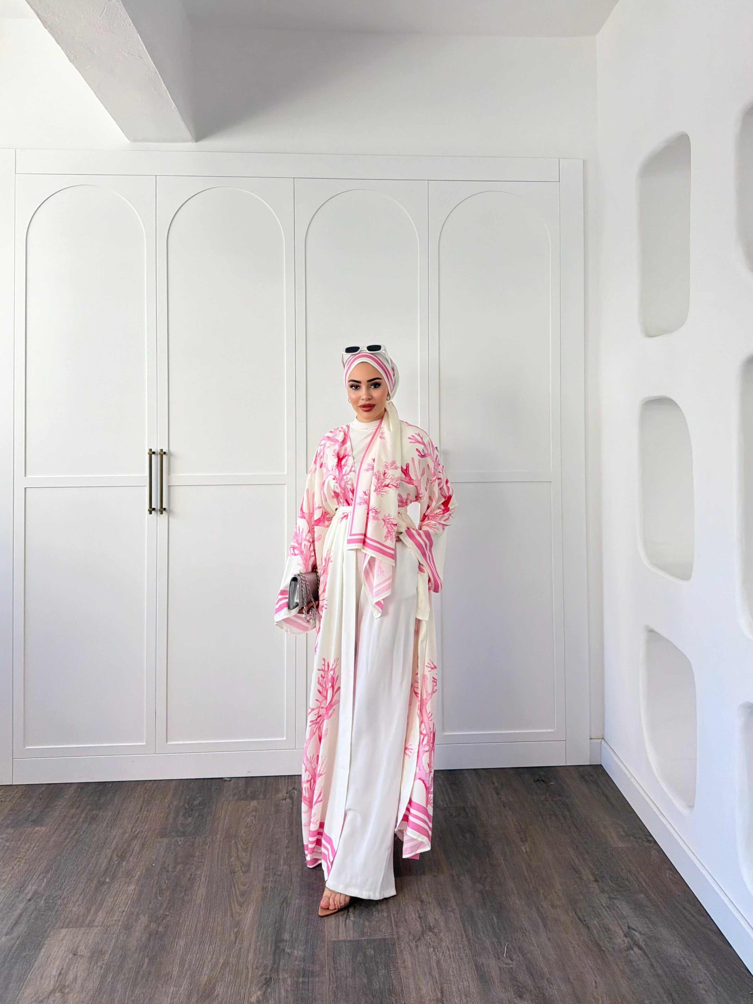 Su Kimona Şal Hediyeli - Pembe