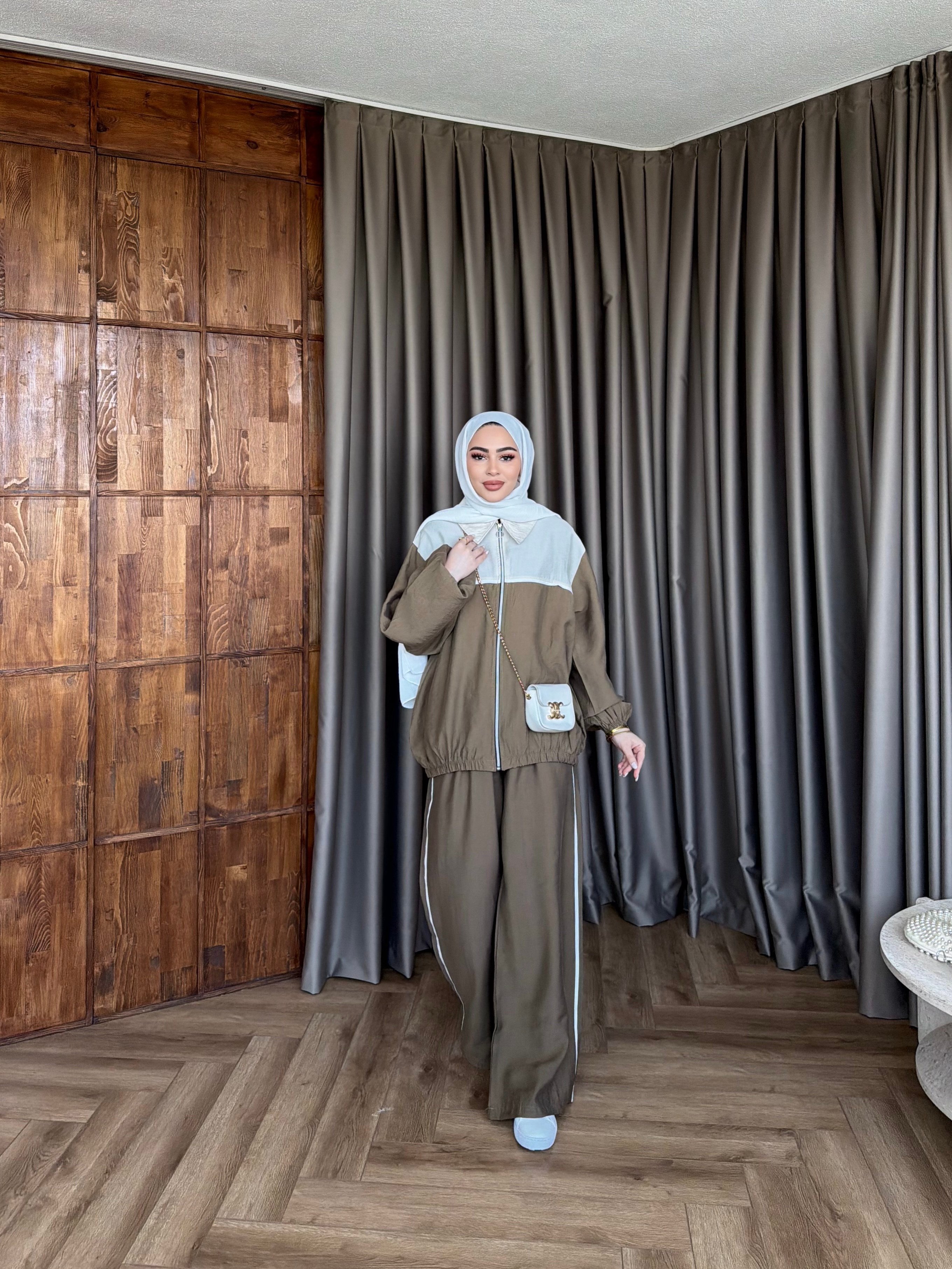 Suaz Şeritli Eşofman - YağYeşil