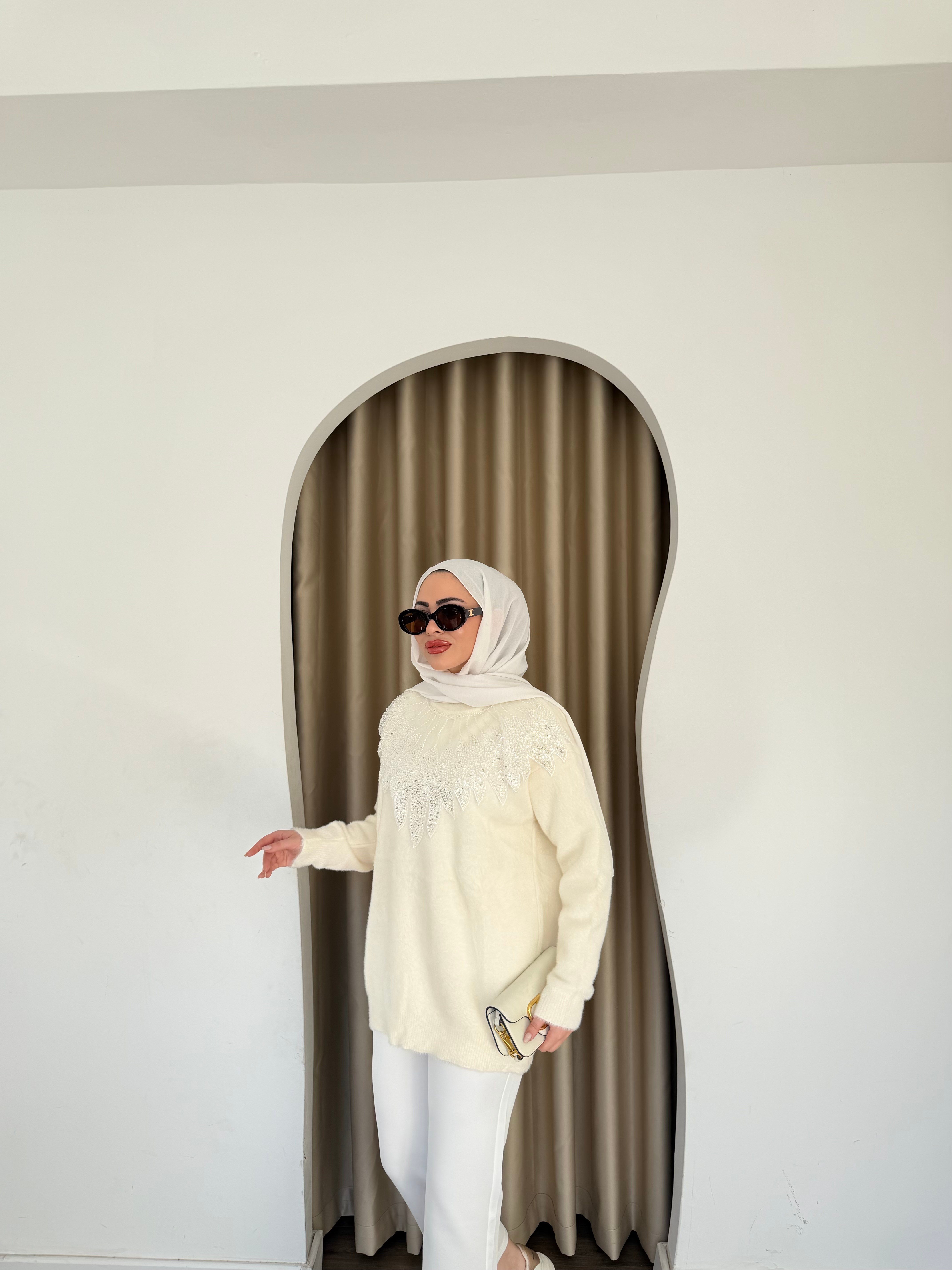 Tasarım Angora Kazak - Ekru 
